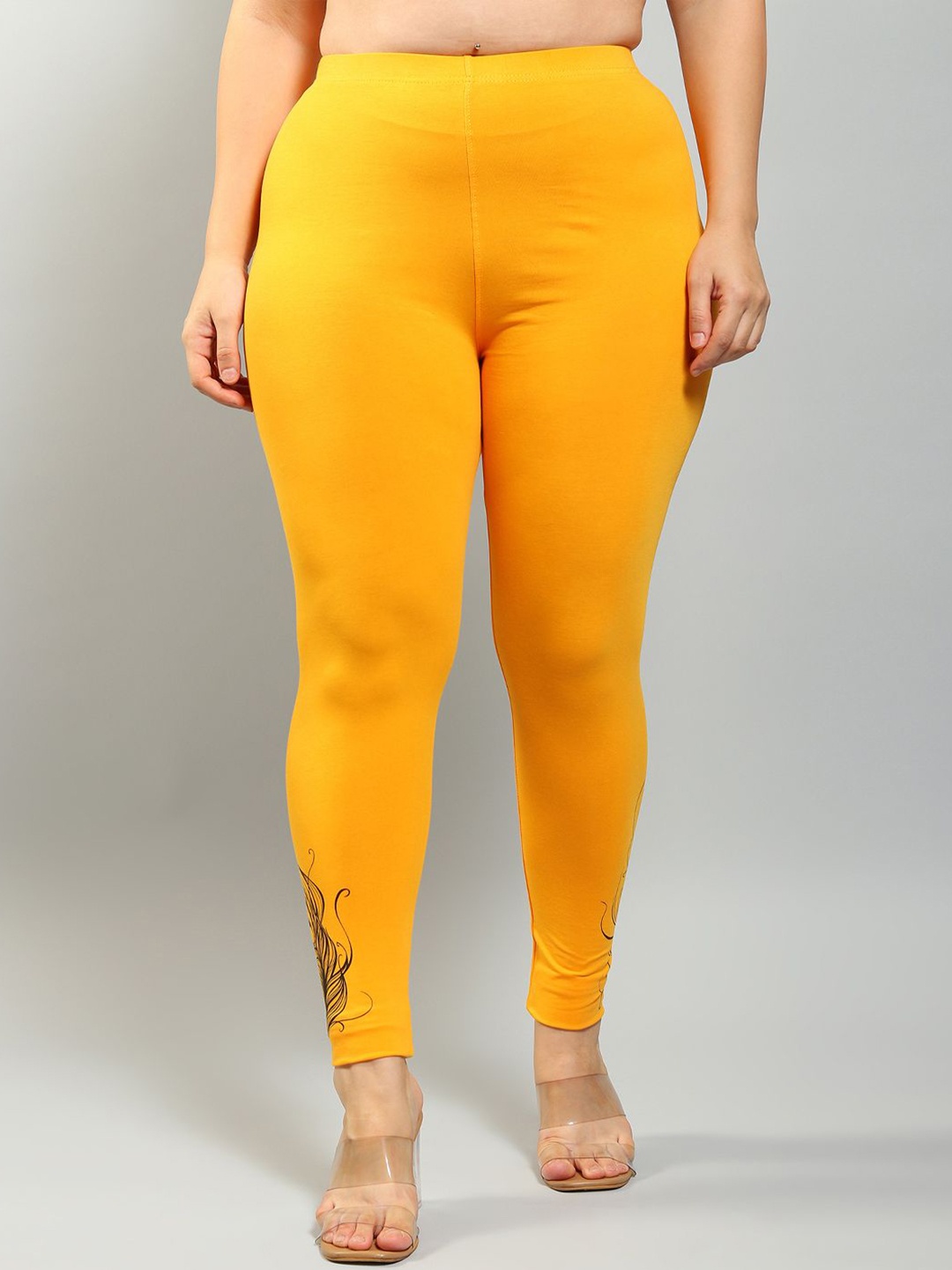 

Plus Size Women Printed Ankle Leggings, Yellow