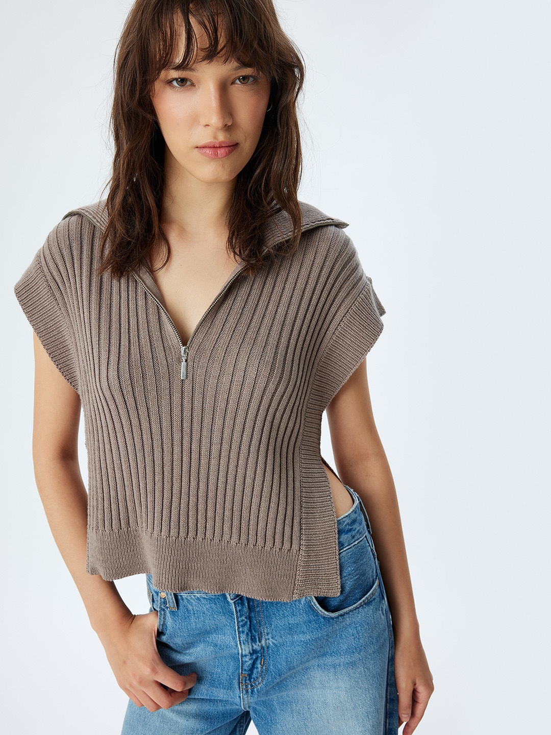 

Koton Vests Style Zipper Top, Grey