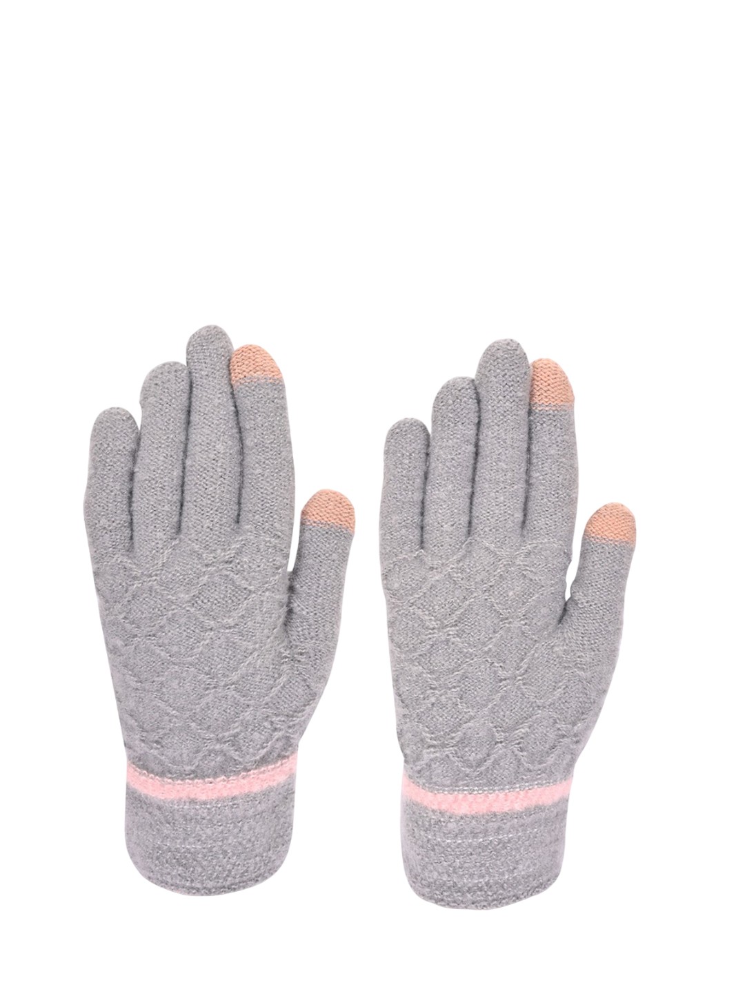 

LOOM LEGACY Women Patterned Acrylic Winter Gloves, Grey