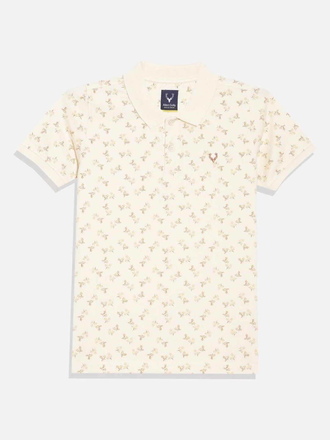 

Allen Solly Junior Boys Floral Printed Polo Collar Cotton T-shirt, Cream