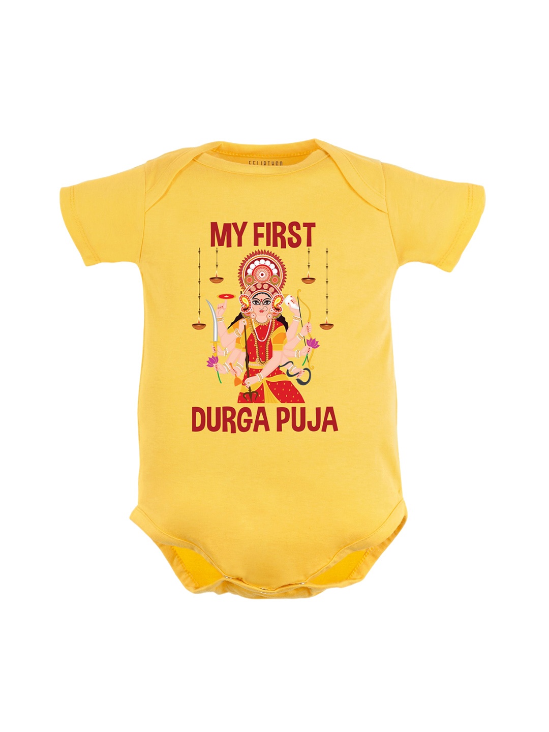 

FFLIRTYGO Infant Cotton Durga Puja Special Body Suit, Yellow