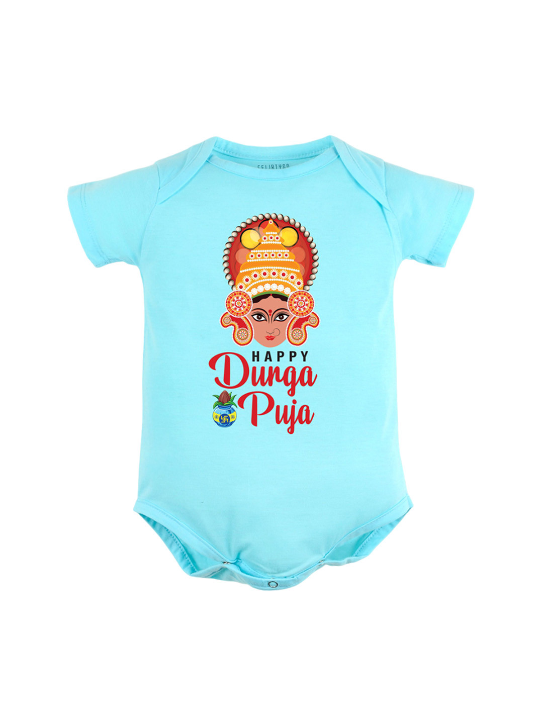 

FFLIRTYGO Infants Printed Pure Cotton Bodysuit, Turquoise blue