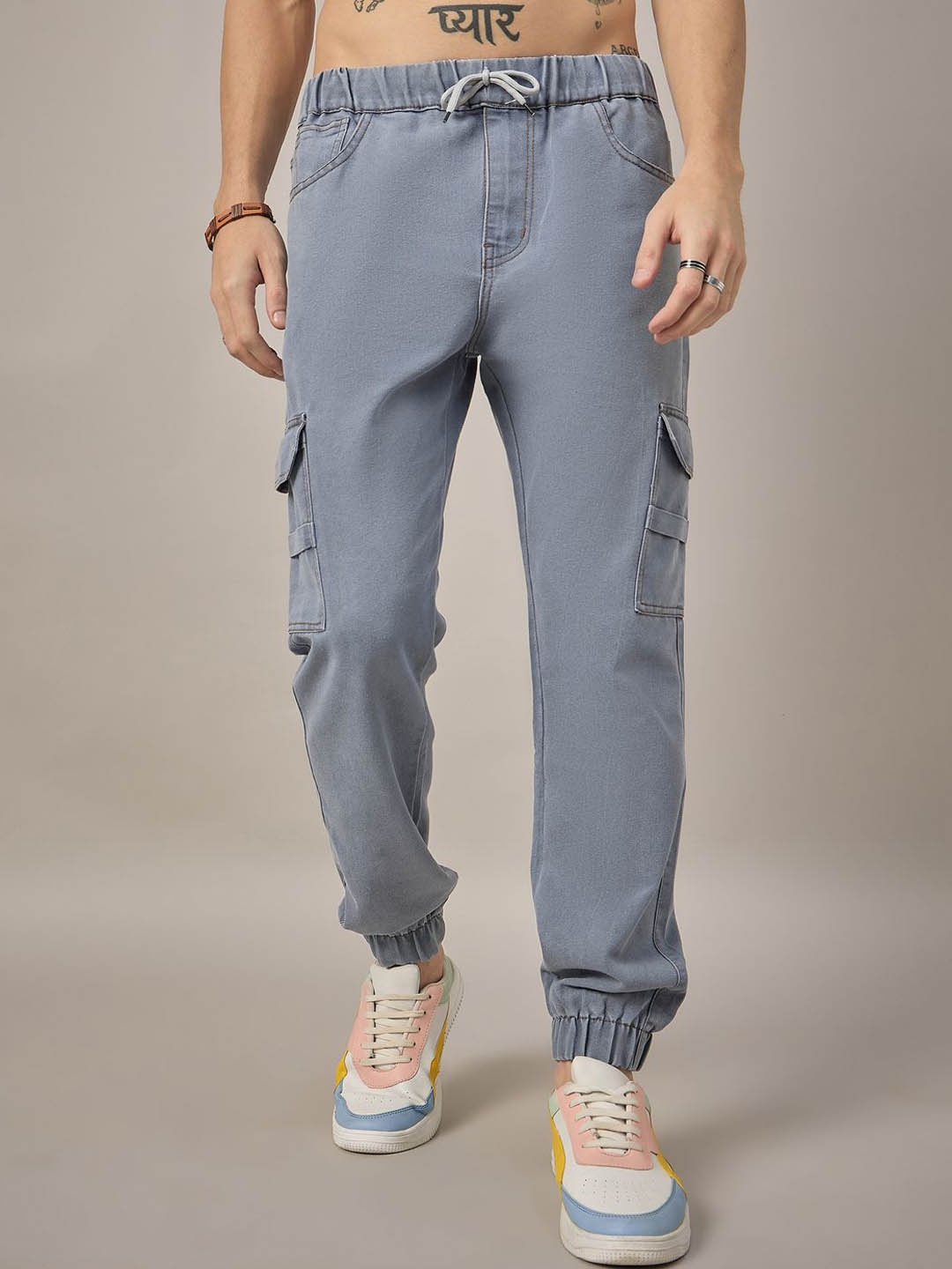 

STUDIO NEXX Men Low-Rise Jogger Jeans, Grey