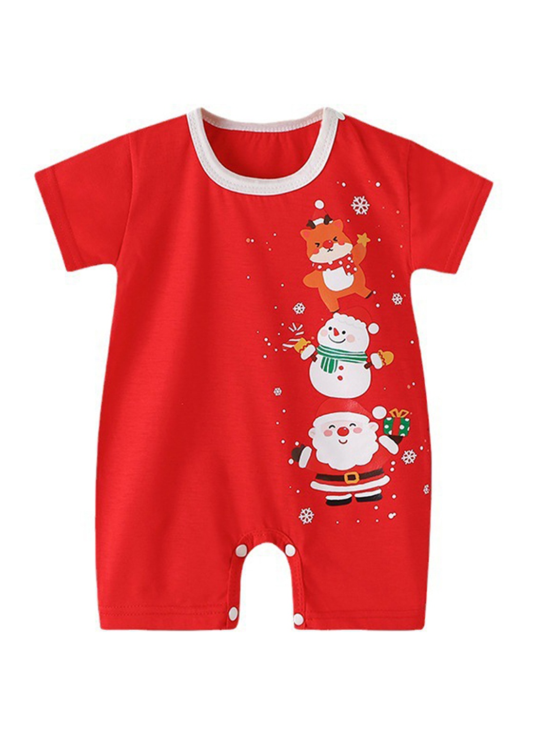 

Babymoon Kids Printed Cotton Rompers, Red