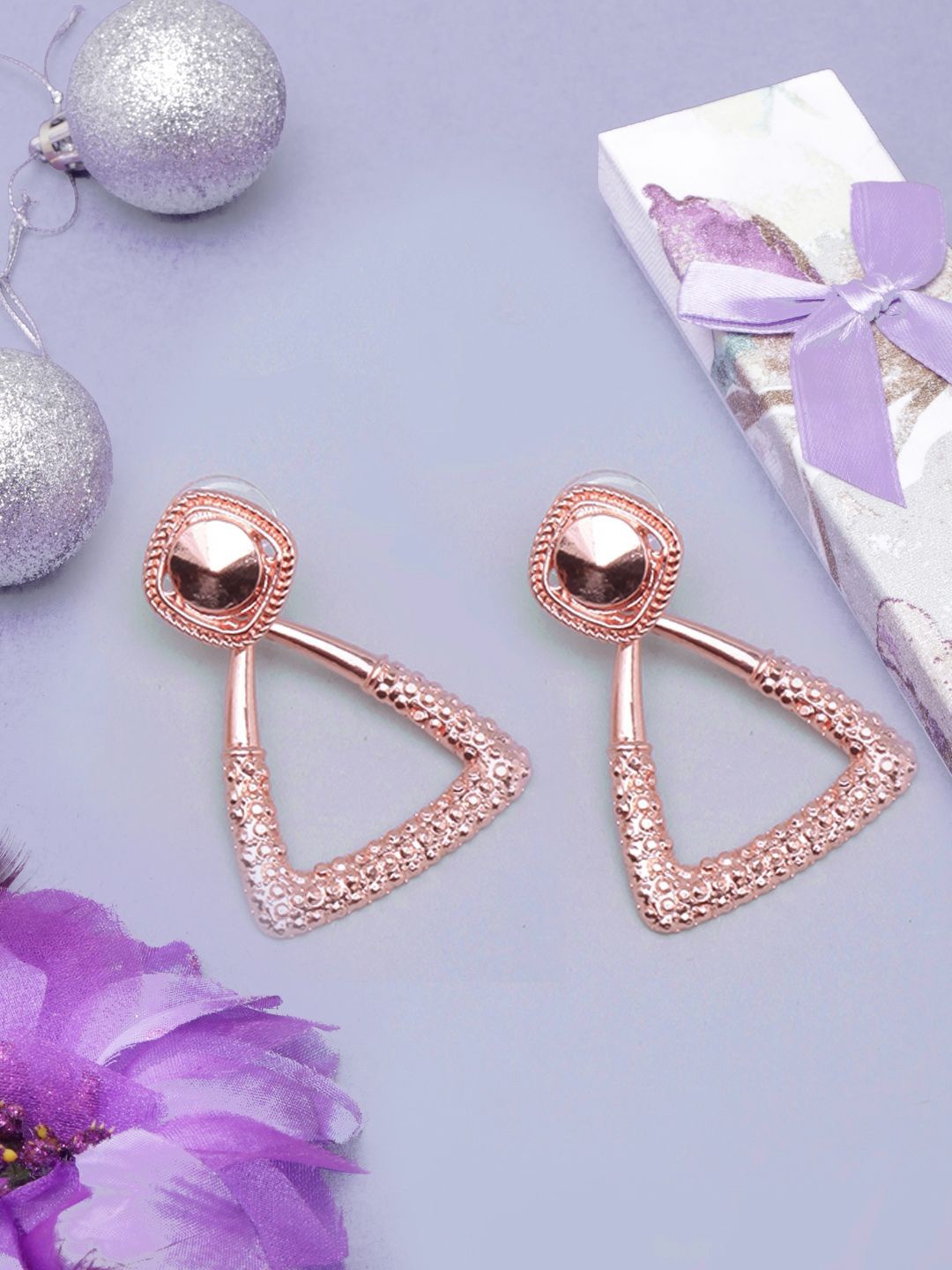 

KPOP Rose Gold-Plated Triangular Drop Earrings