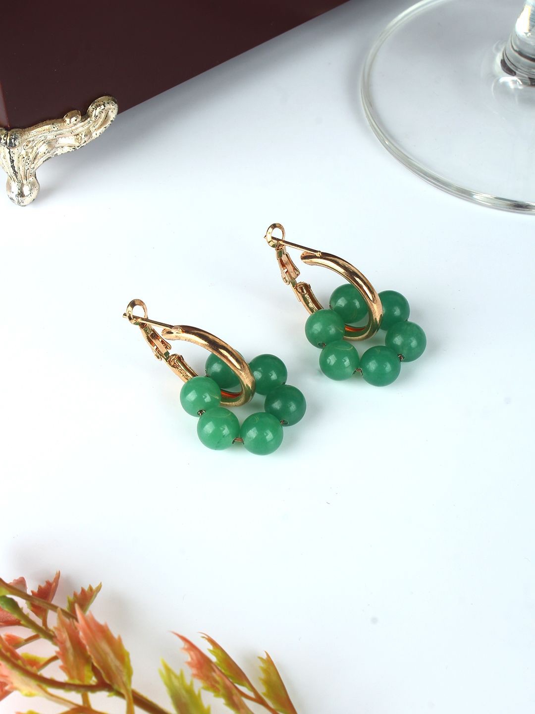 

KPOP Gold-Plated Contemporary Onyx Stoned Drop Earrings