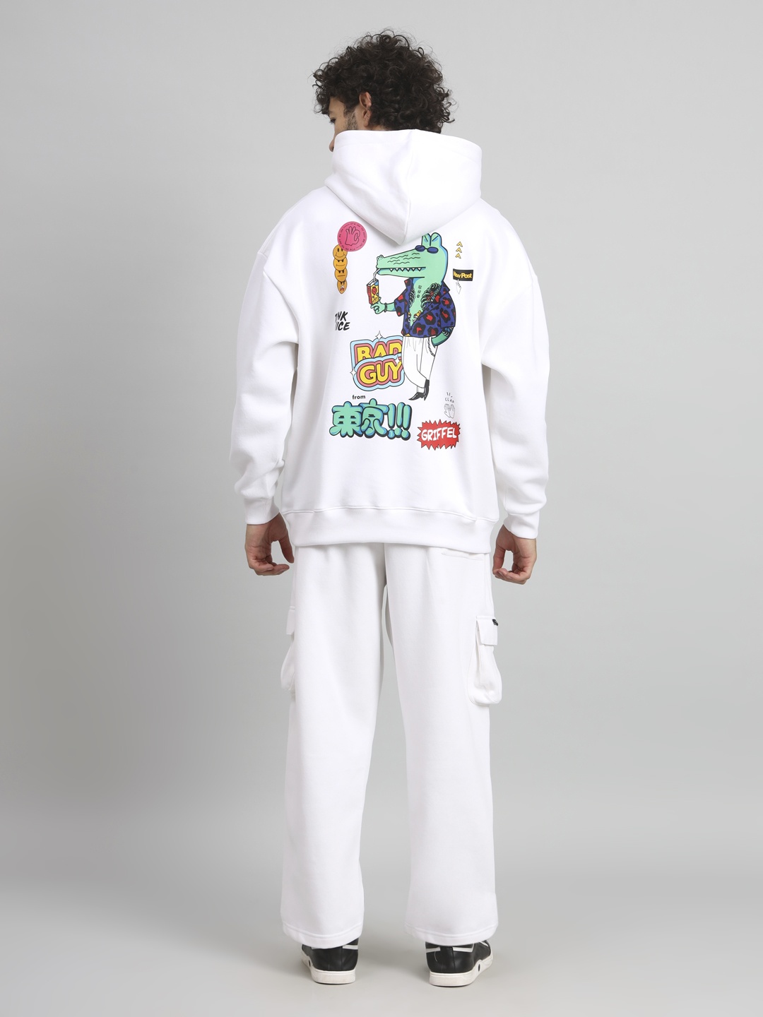 

GRIFFEL Men Printed HoddedTracksuits, White