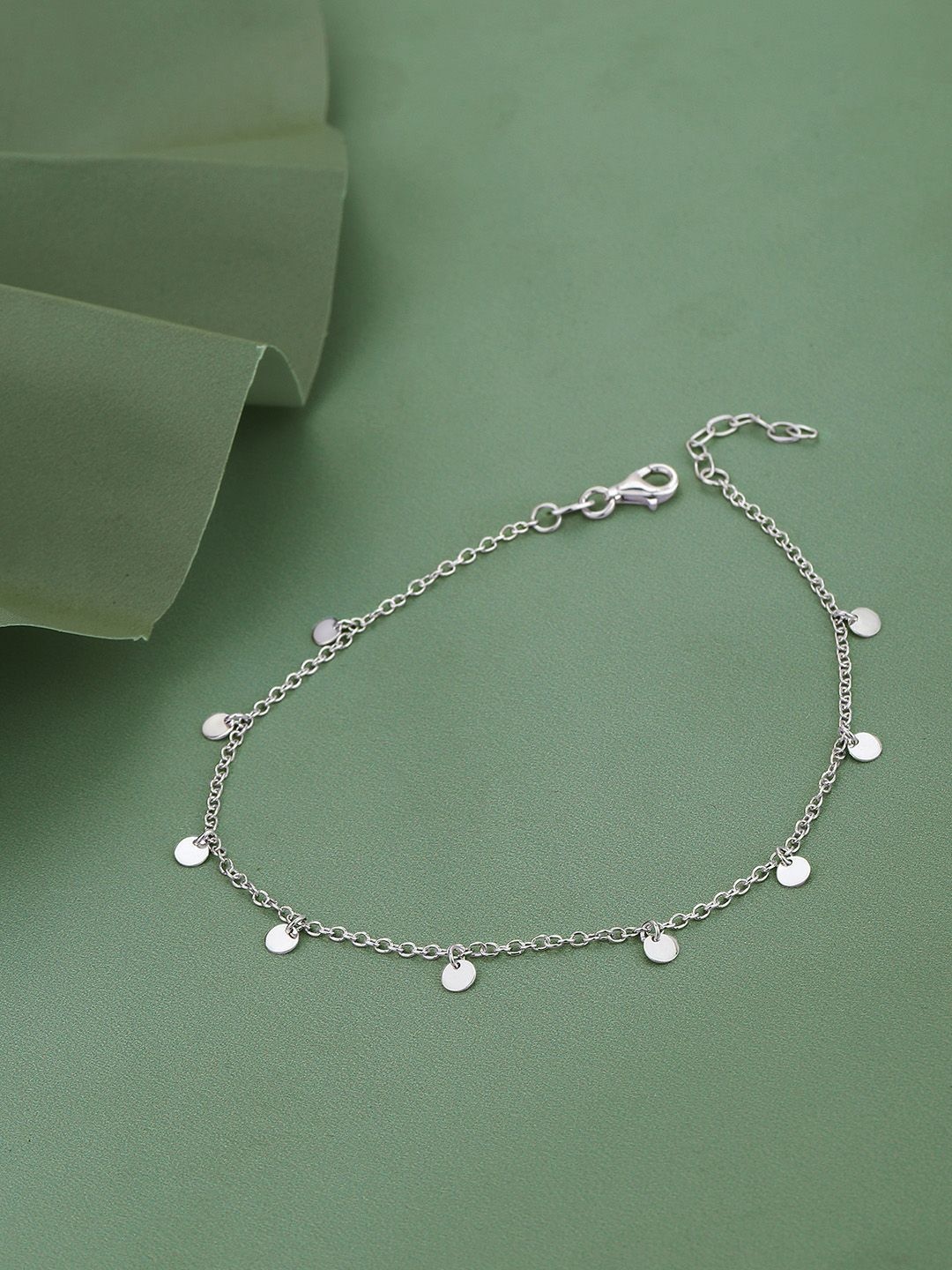 

Sangria 925 Sterling Silver Rhodium Plated Charm Anklet