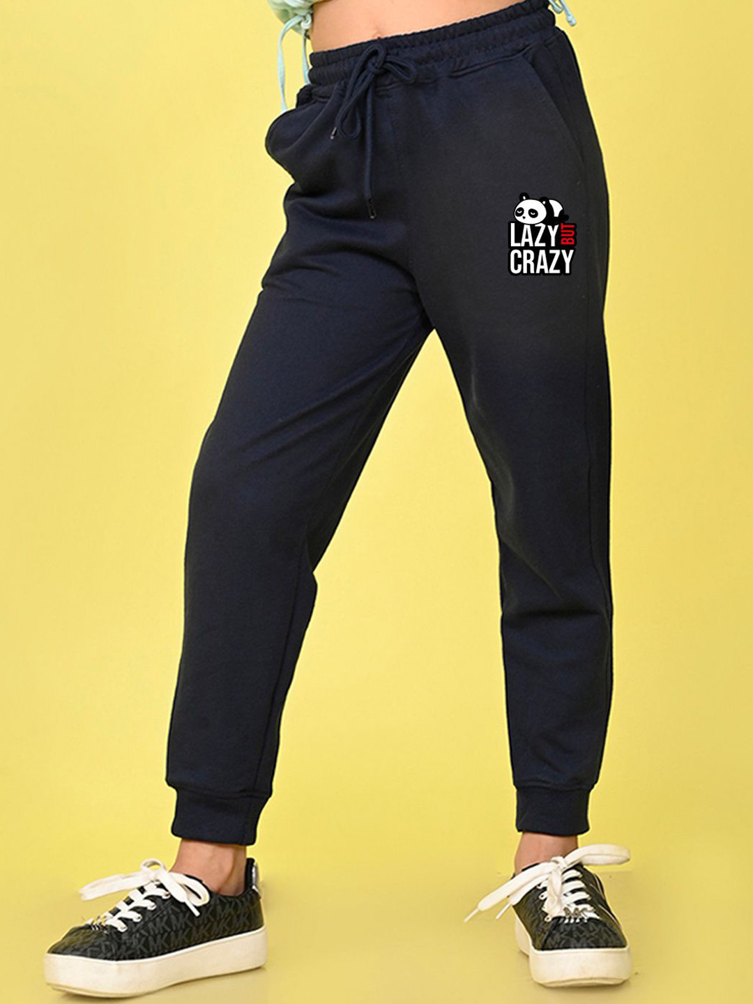 

NUSYL Girls Graphic Printed Regular Fit Jogger Track Pants, Navy blue