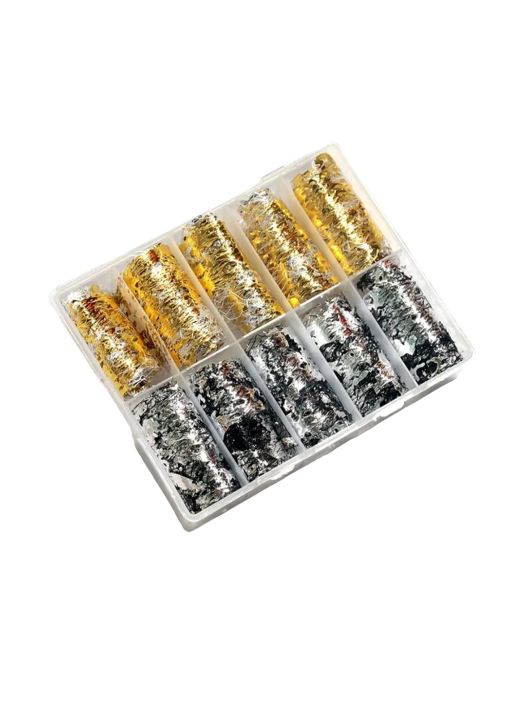 

RANORE 10 Rolls Printed Self Adhesive Transfer Nail Foil Sticker, Silver