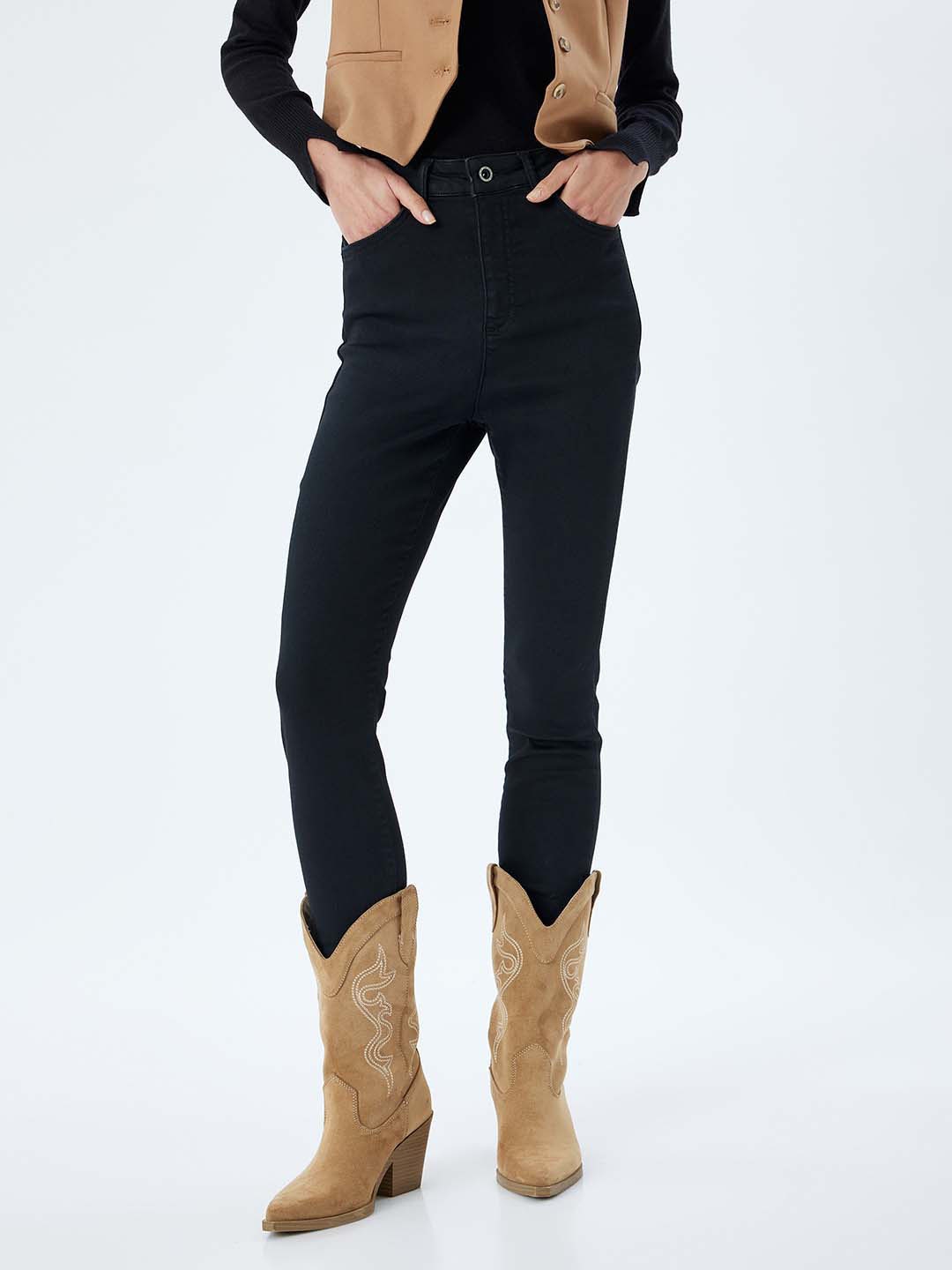 

Koton Women Skinny Fit High-Rise Cotton Joggers, Black