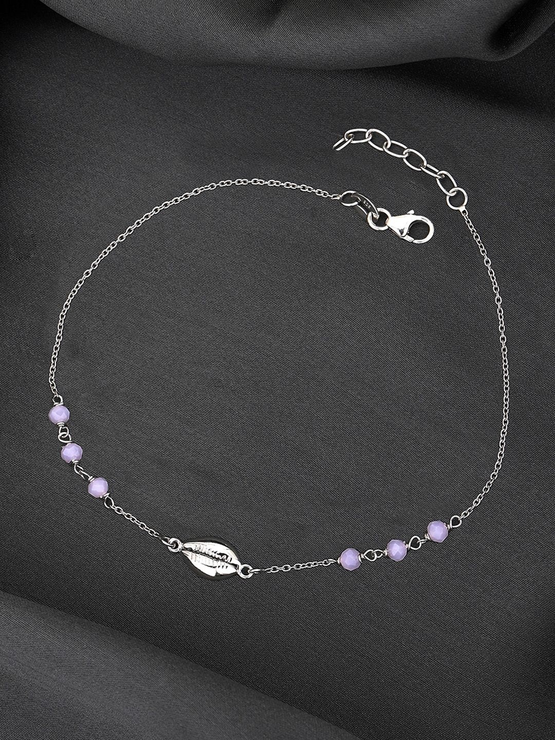 

Sangria Rhodium-Plated 925 Sterling Silver Artificial Beads Anklet
