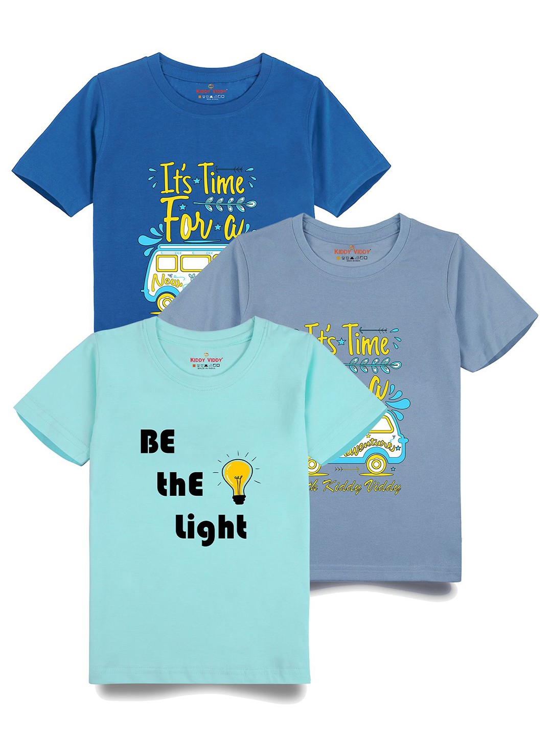 

AUSK Boys Pack Of 3 Graphic Printed Round Neck Cotton T-shirts, Grey