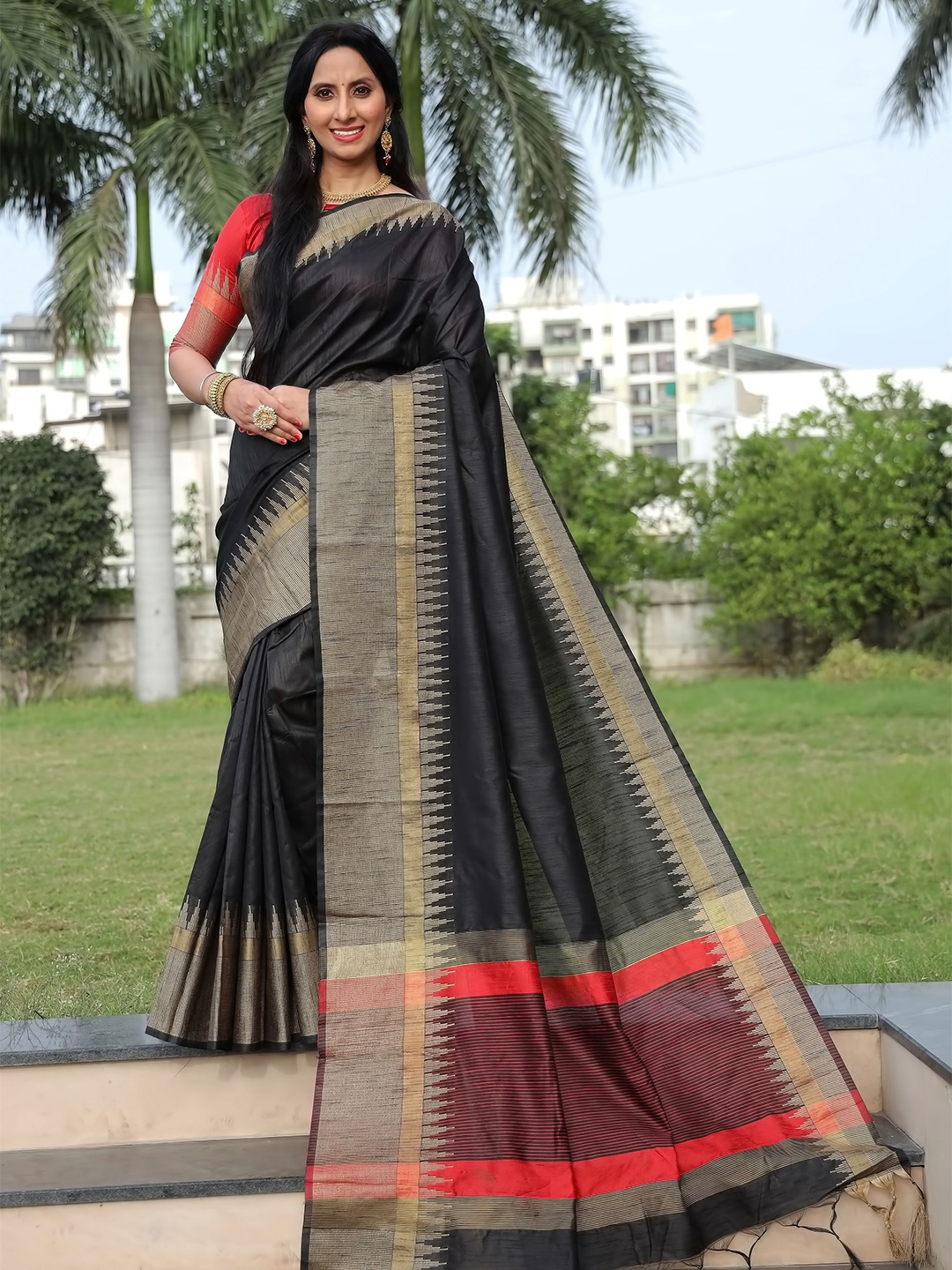 

Kandora Zari Pure Silk Saree, Black