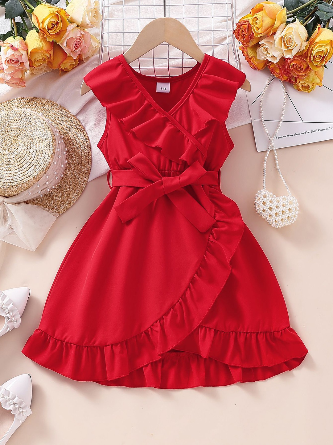 

Xsole Fit & Flare Solid Dress, Red