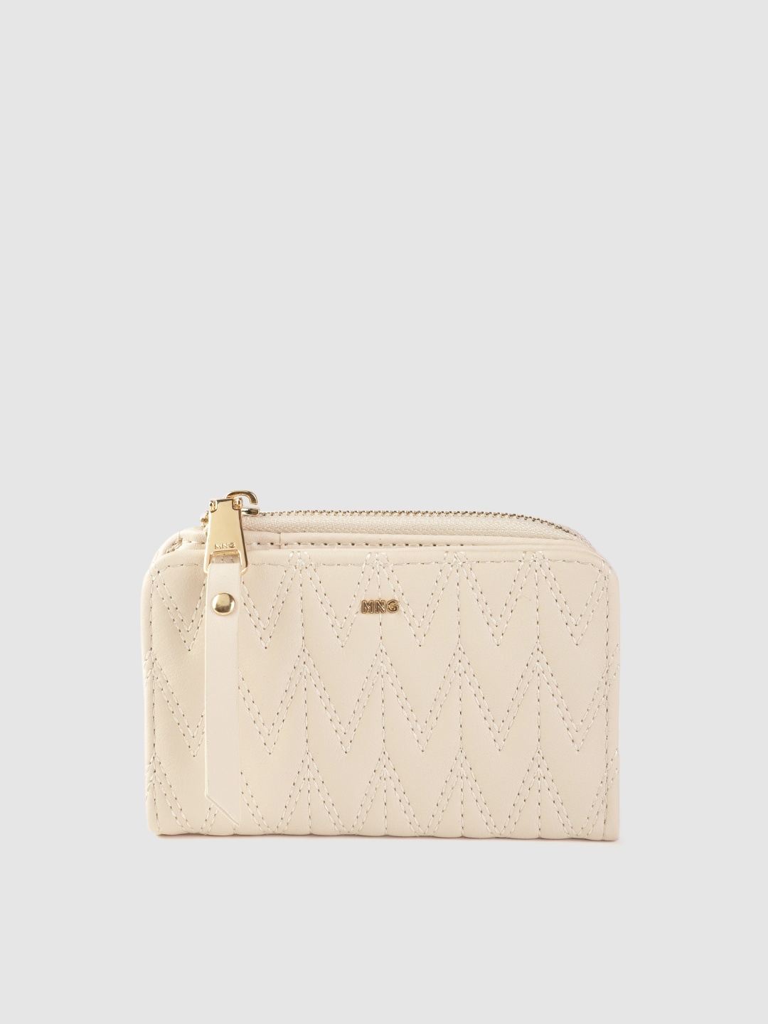 

MANGO Women Quilted Card Holder, Beige