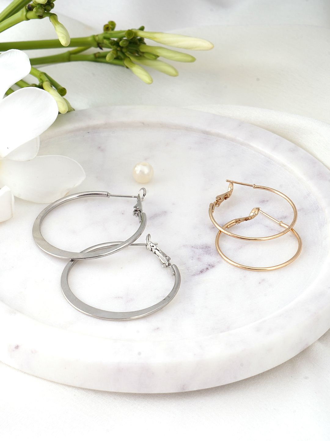 

Adwitiya Collection Set Of 2 Classic Hoop Earrings, Gold