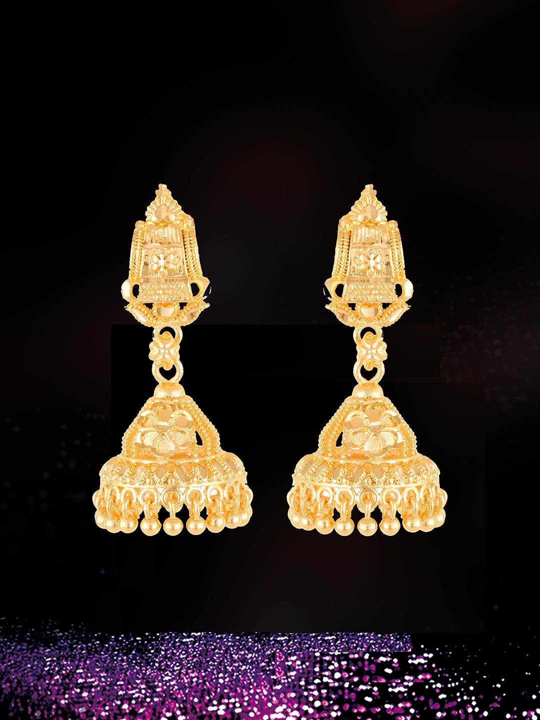 

Lila Gold Plated Antique Dome Shaped Jhumkas Earrings