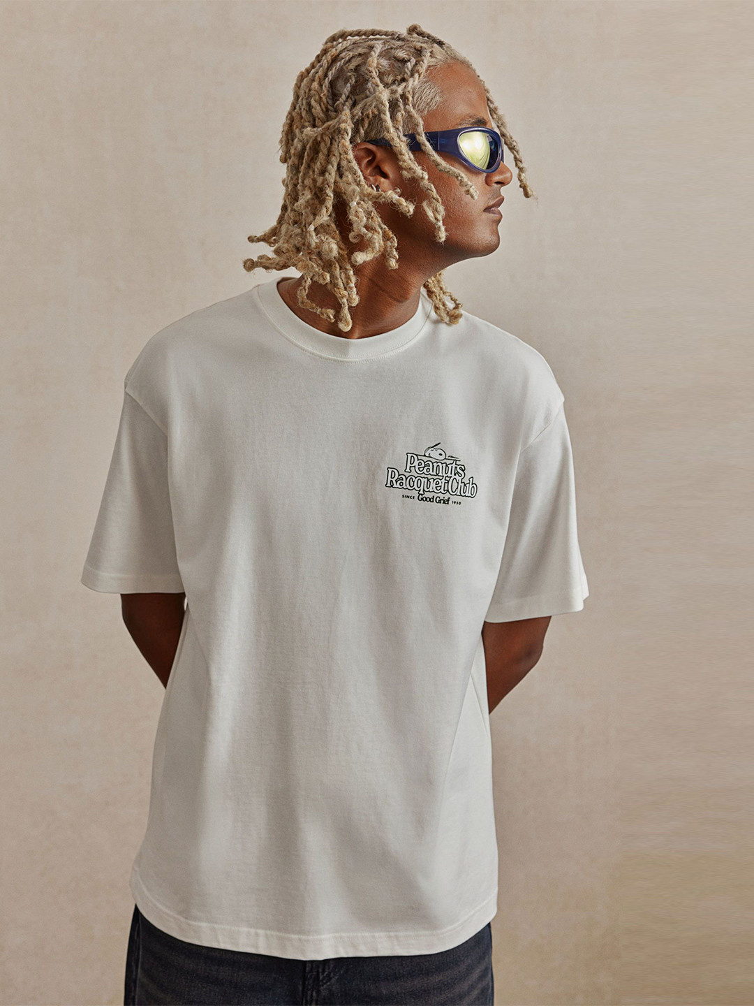 

H&M Printed Pure Cotton Relaxed-Fit T-shirts, Off white