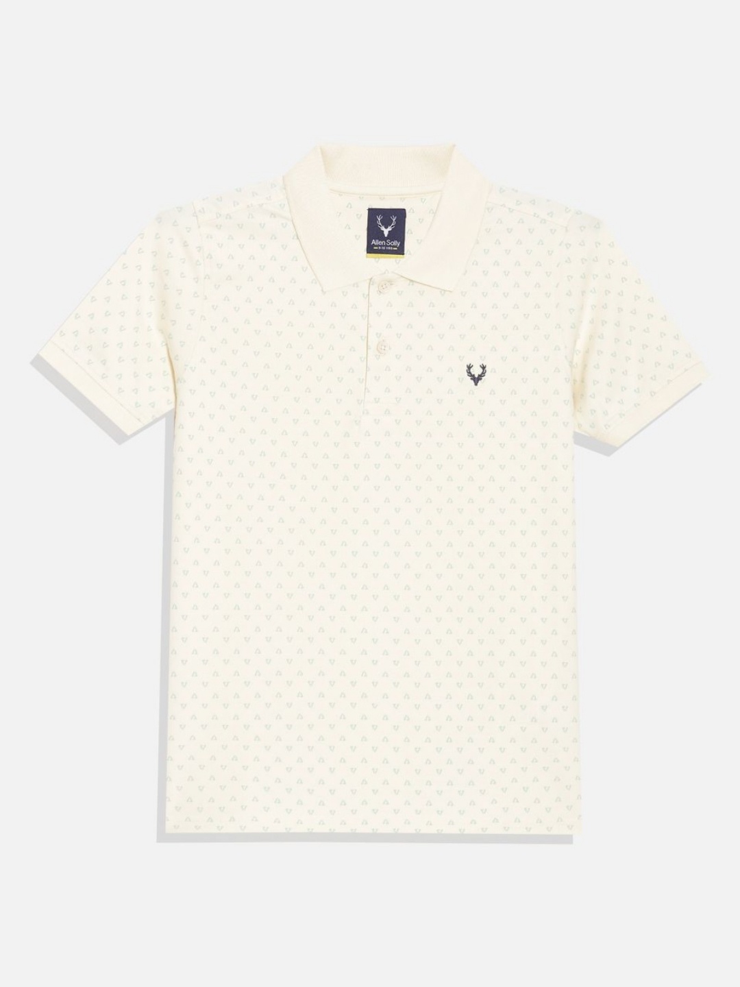 

Allen Solly Junior Boys Micro Ditsy Printed Polo Collar Cotton T-shirt, Cream