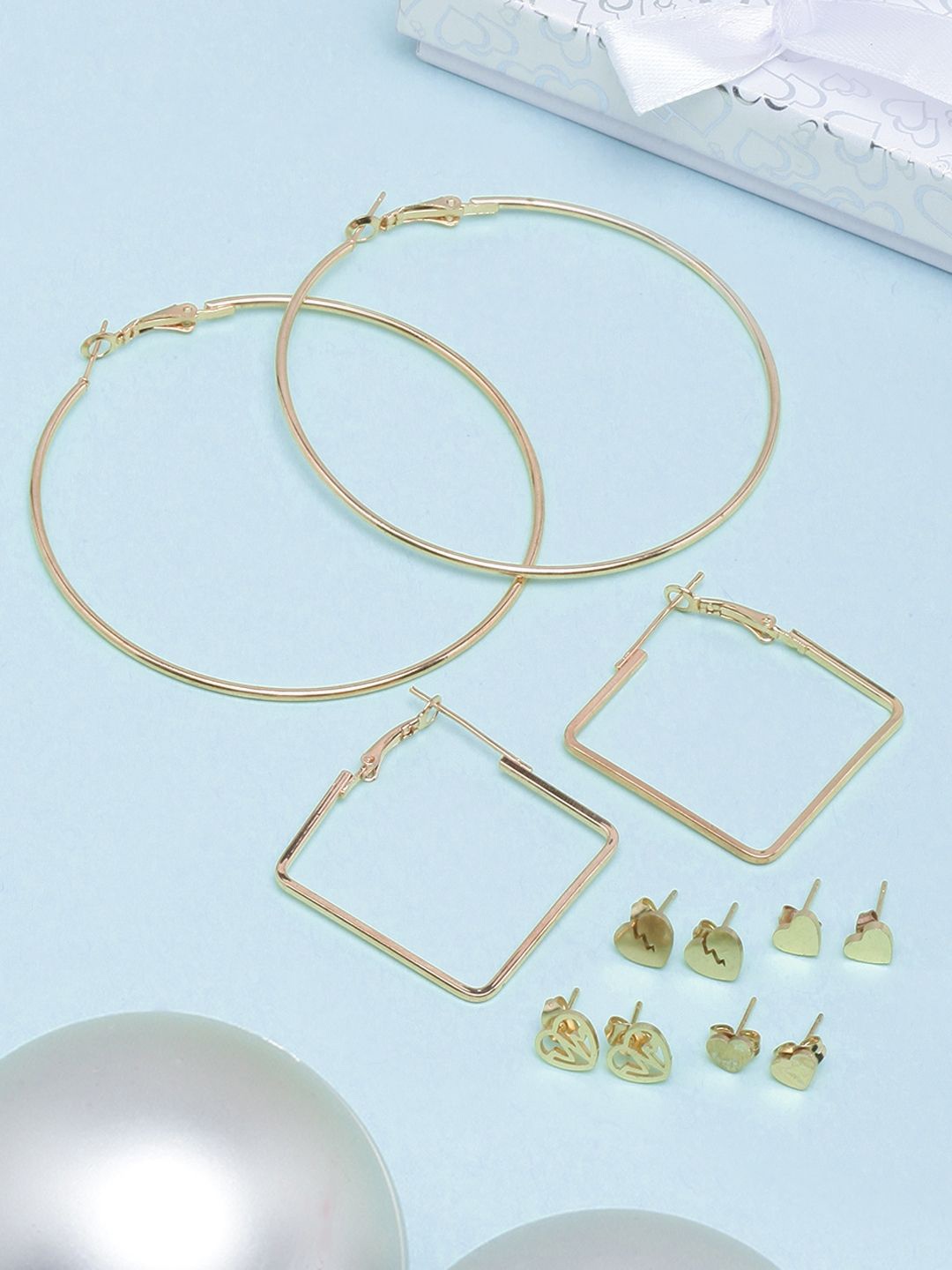 

KPOP Set Of 6 Gold-Plated Contemporary Drop Earrings