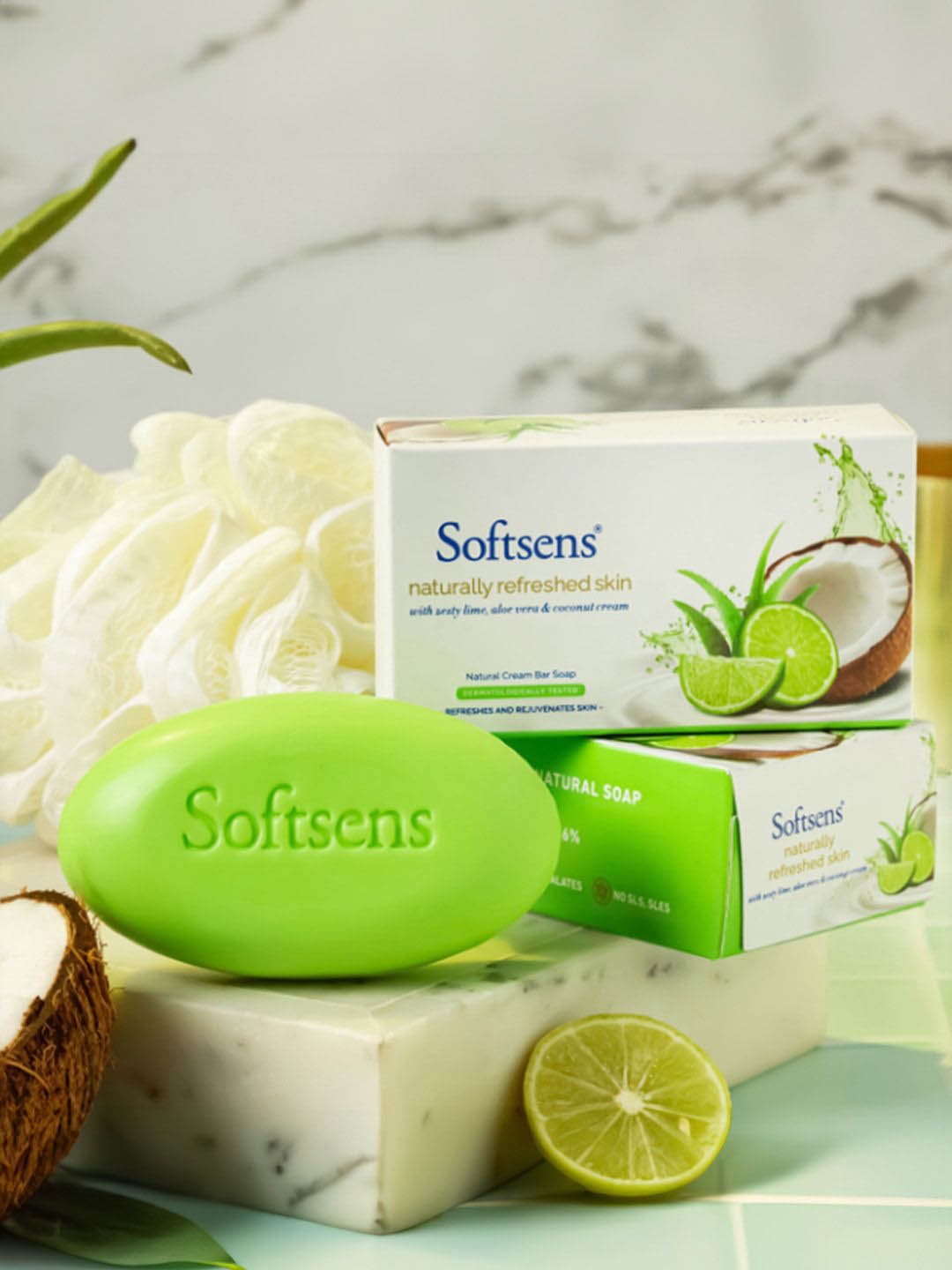 

Softsens Set Of 9 Naturally Refreshed Skin Cream Bar Soap - 100g Each, Green