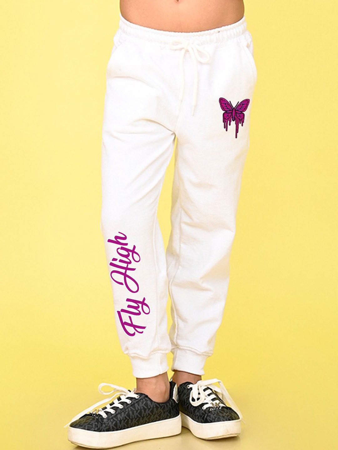 

NUSYL Kids Girls Mid Rise Joggers, White