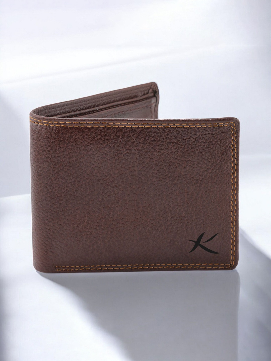 

Kastner Men Textured Cut Work Leather Two Fold Wallet, Brown
