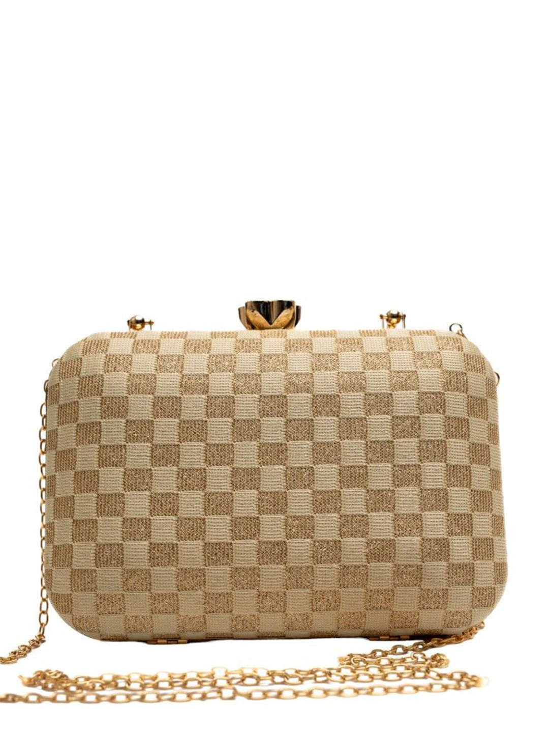 

Vdesi Printed Box Clutch, Gold