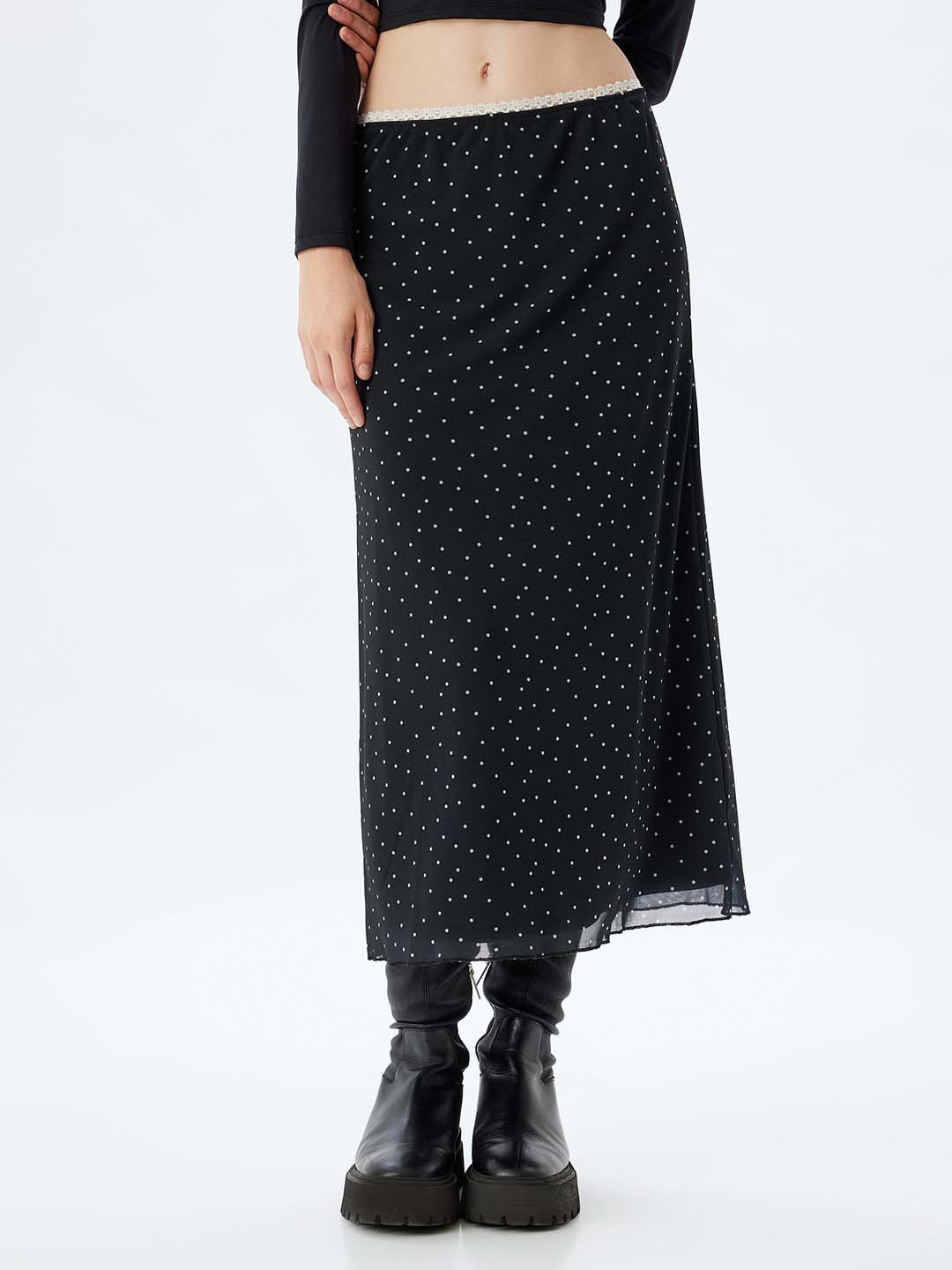 

Koton Women Printed A-Line Straight Midi Skirt, Black