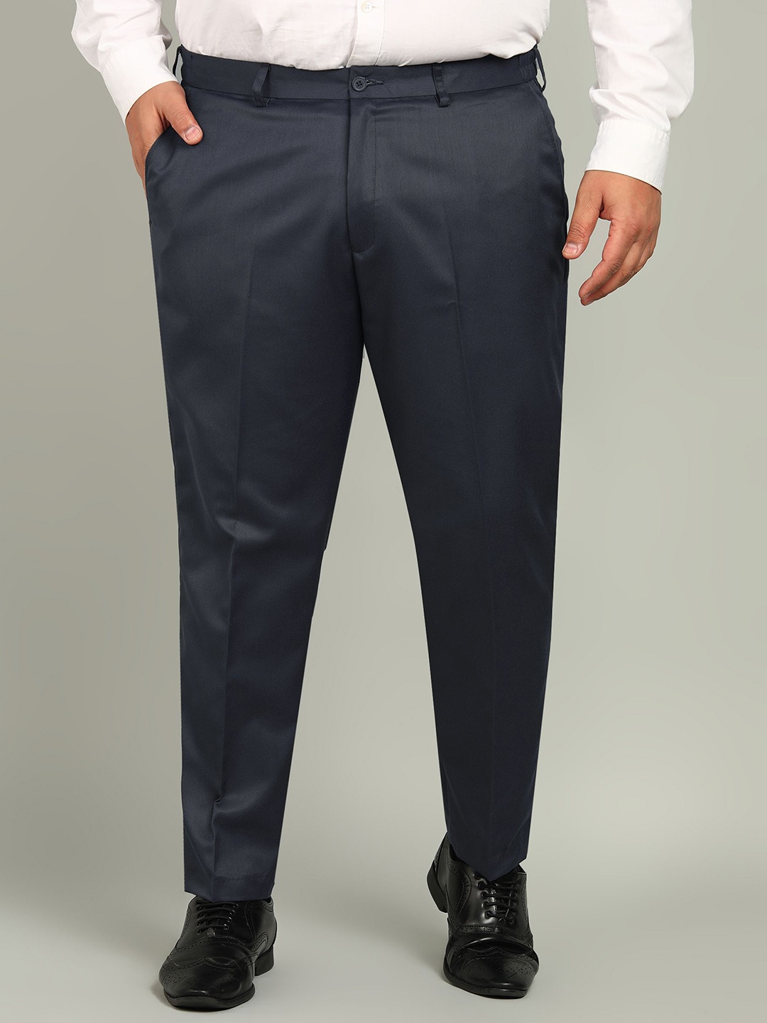 

VEI SASTRE Men Plus Size Grey Formal Trouser, Charcoal