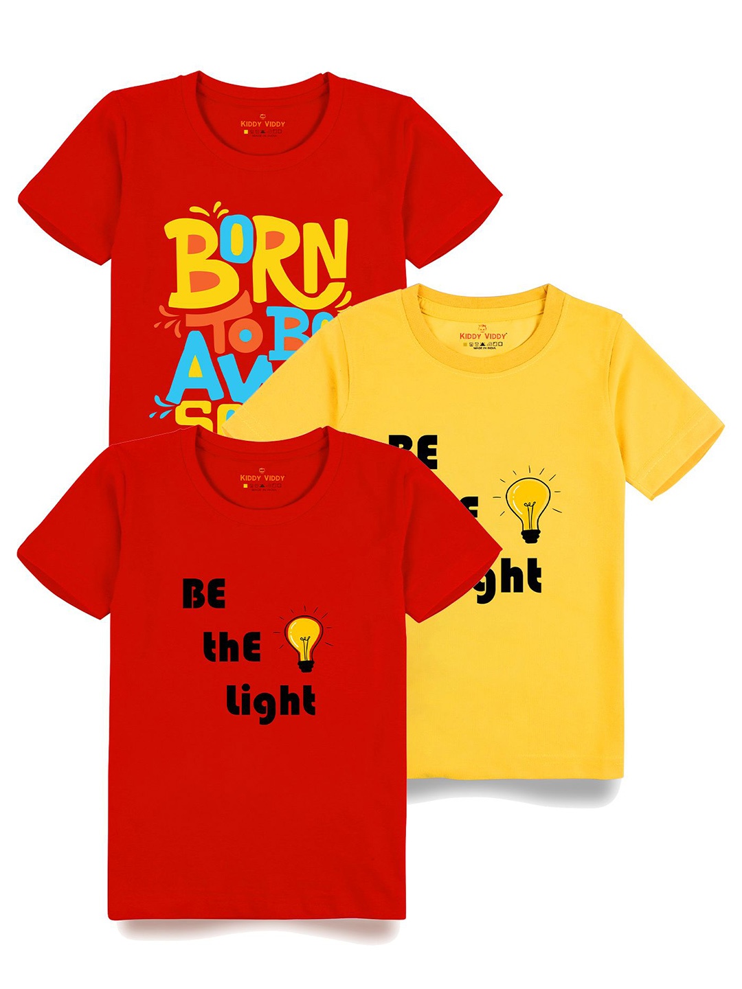 

AUSK Boys Pack Of 3 Graphic Printed Round Neck Cotton T-shirts, Red