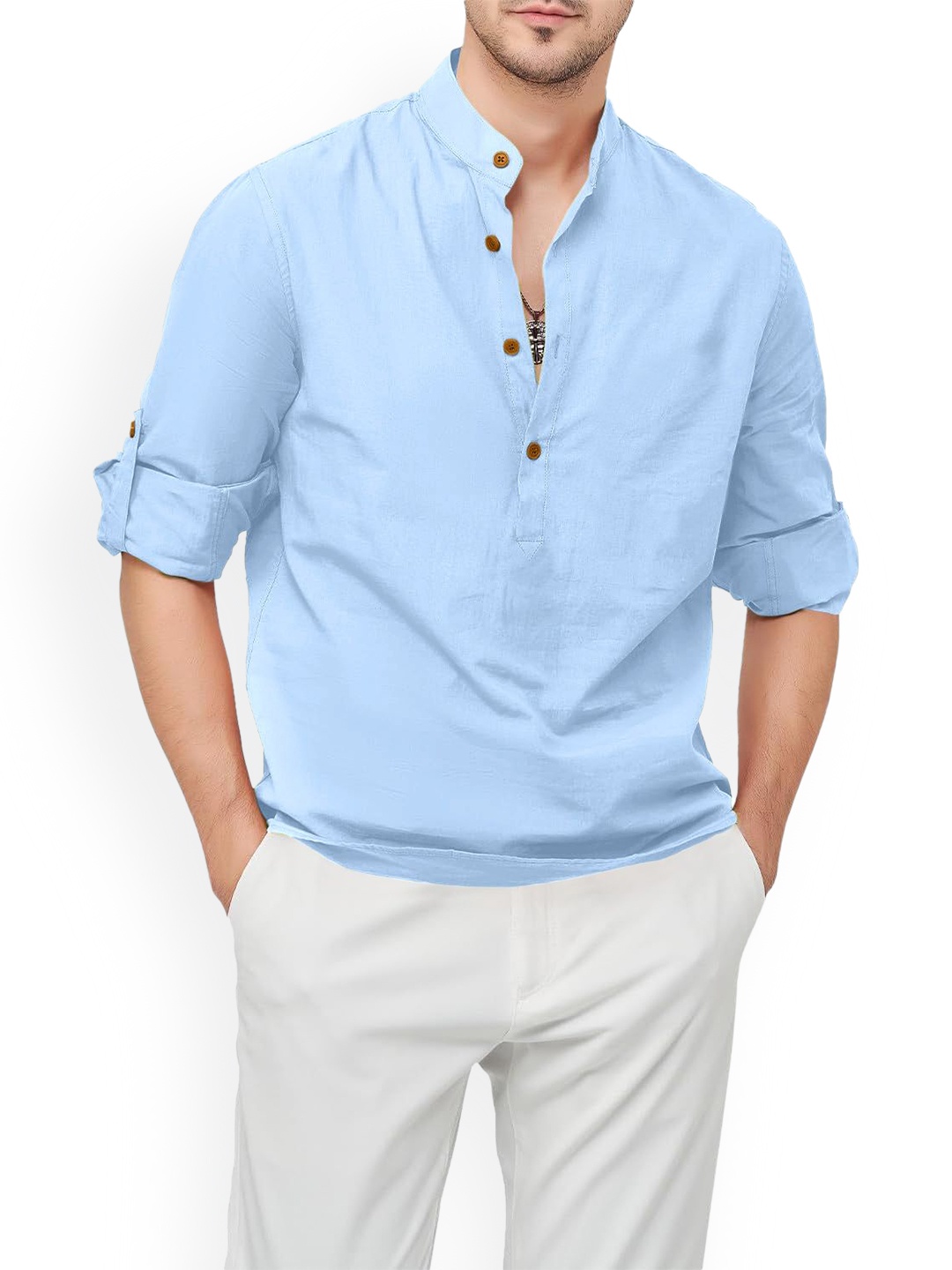 

Zombom Men Kurta, Turquoise blue