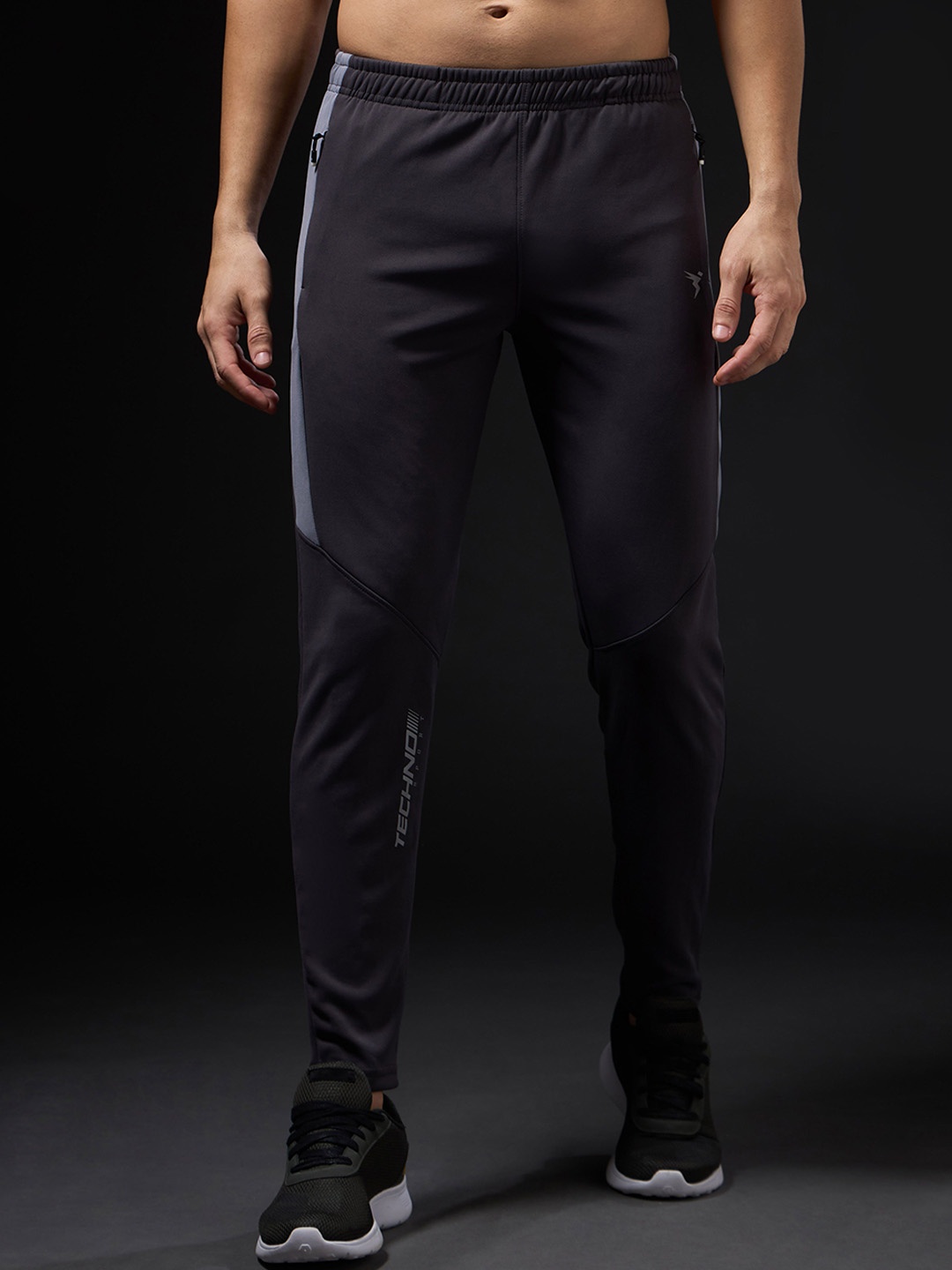 

Technosport Men Slim-Fit Mid Rise Joggers, Black