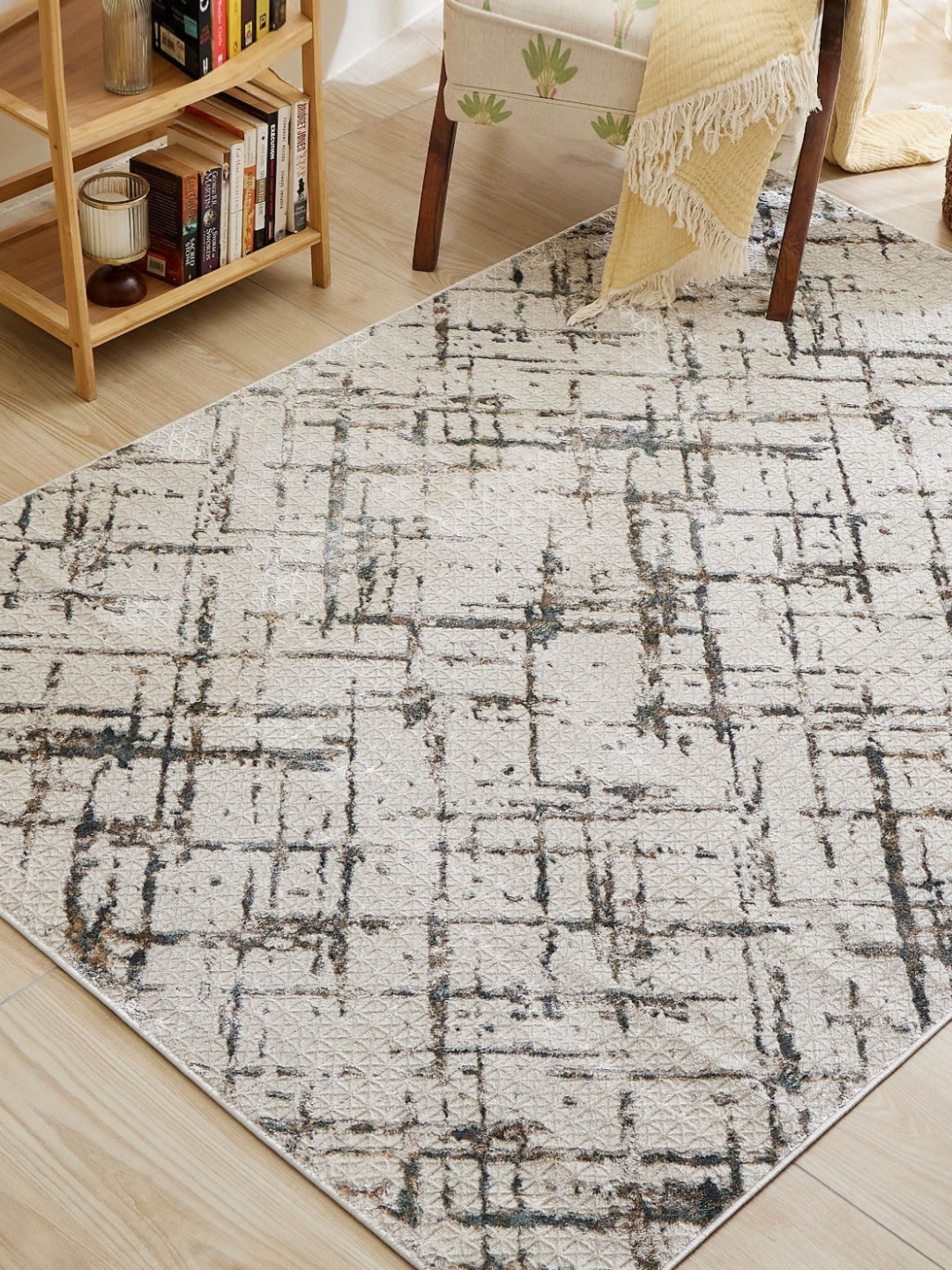 

Home Centre Beige and Grey Contemporary Abstract Printed Carpet