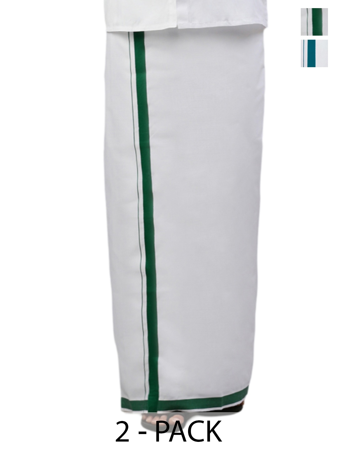 

Ramraj Men Pack Of 2 Solid Cotton Dhotis, White