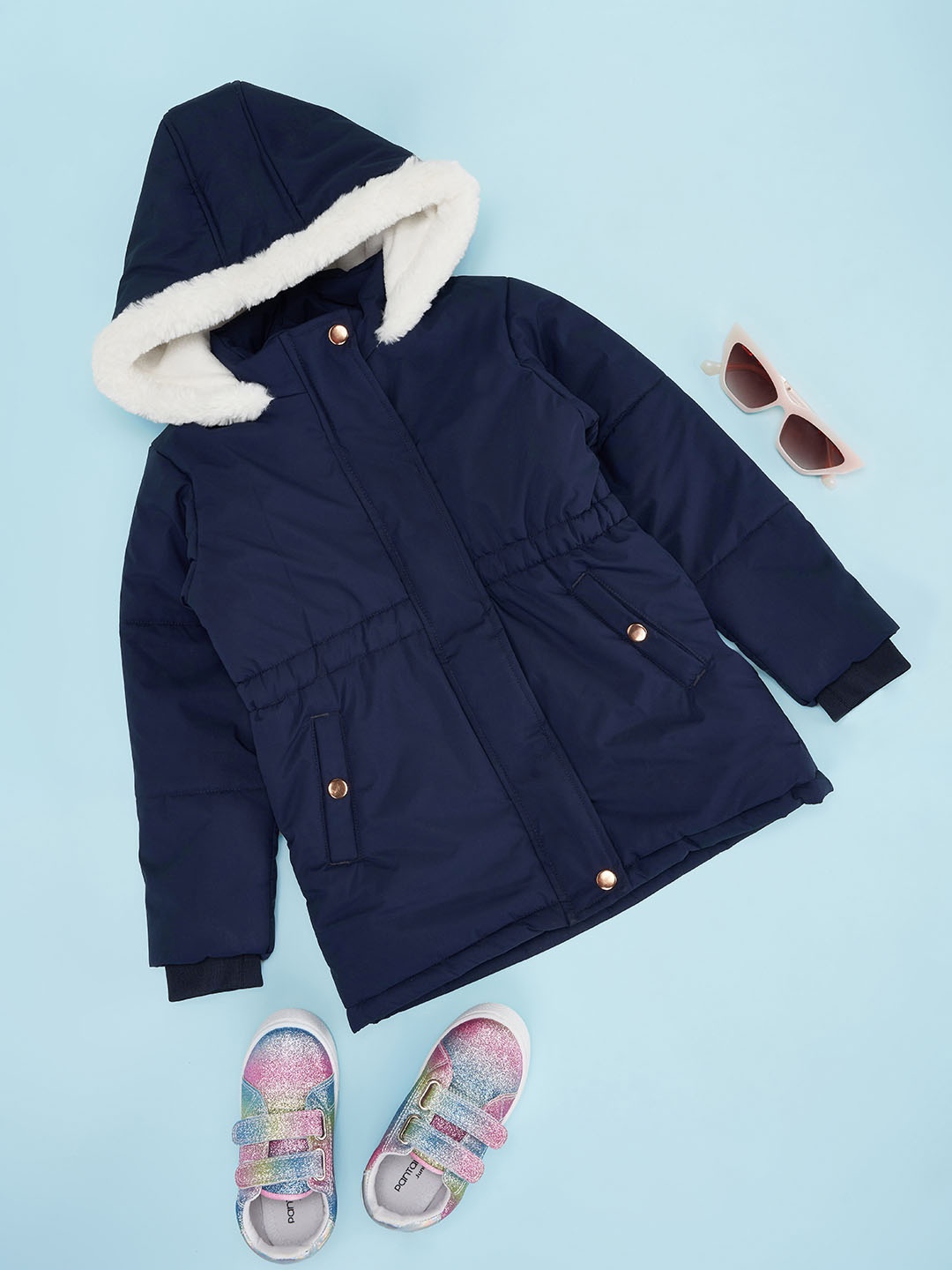 

Pantaloons Junior Girls Longline Puffer Jacket, Blue