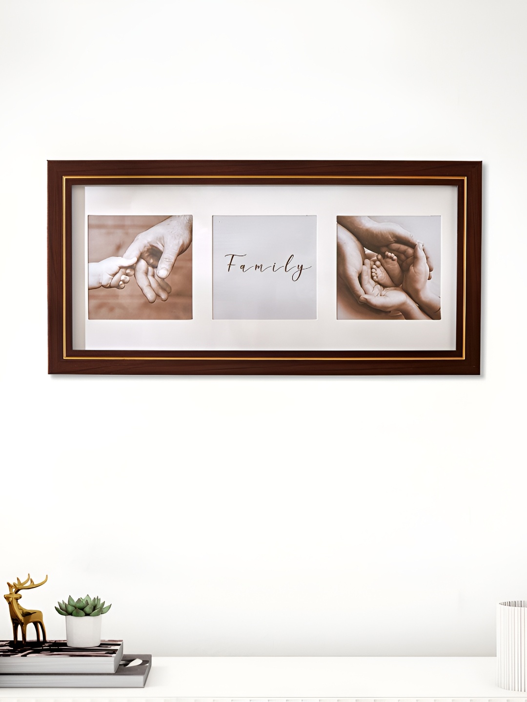 

Home Centre Photomontage Monochrome Brown & White Wooden Wall Photo Frame