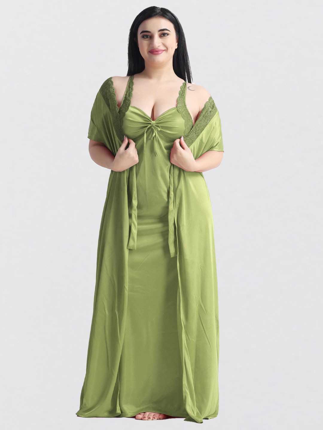 

NIGHT KEYS Women Set Of 6 Maxi Nightdress, Green