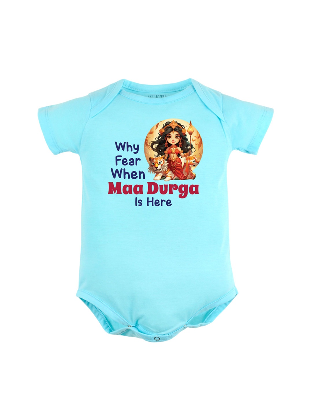 

FFLIRTYGO Infants Printed Pure Cotton Bodysuit, Turquoise blue