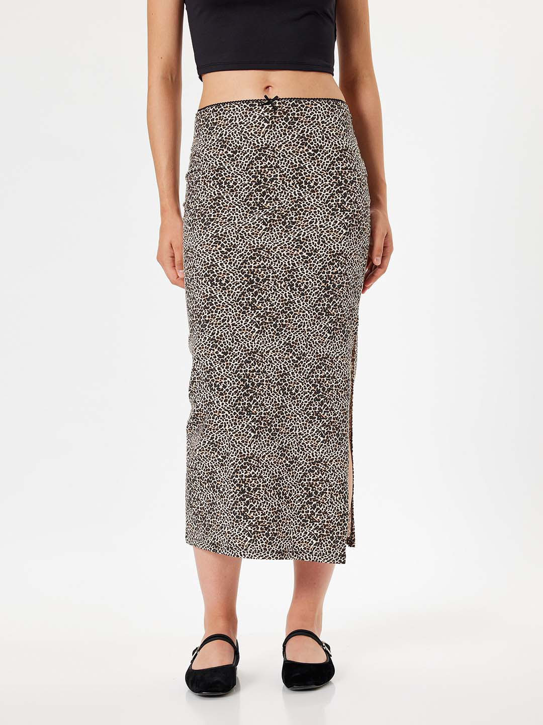 

Koton Women Printed Straight Midi Skirt, Black