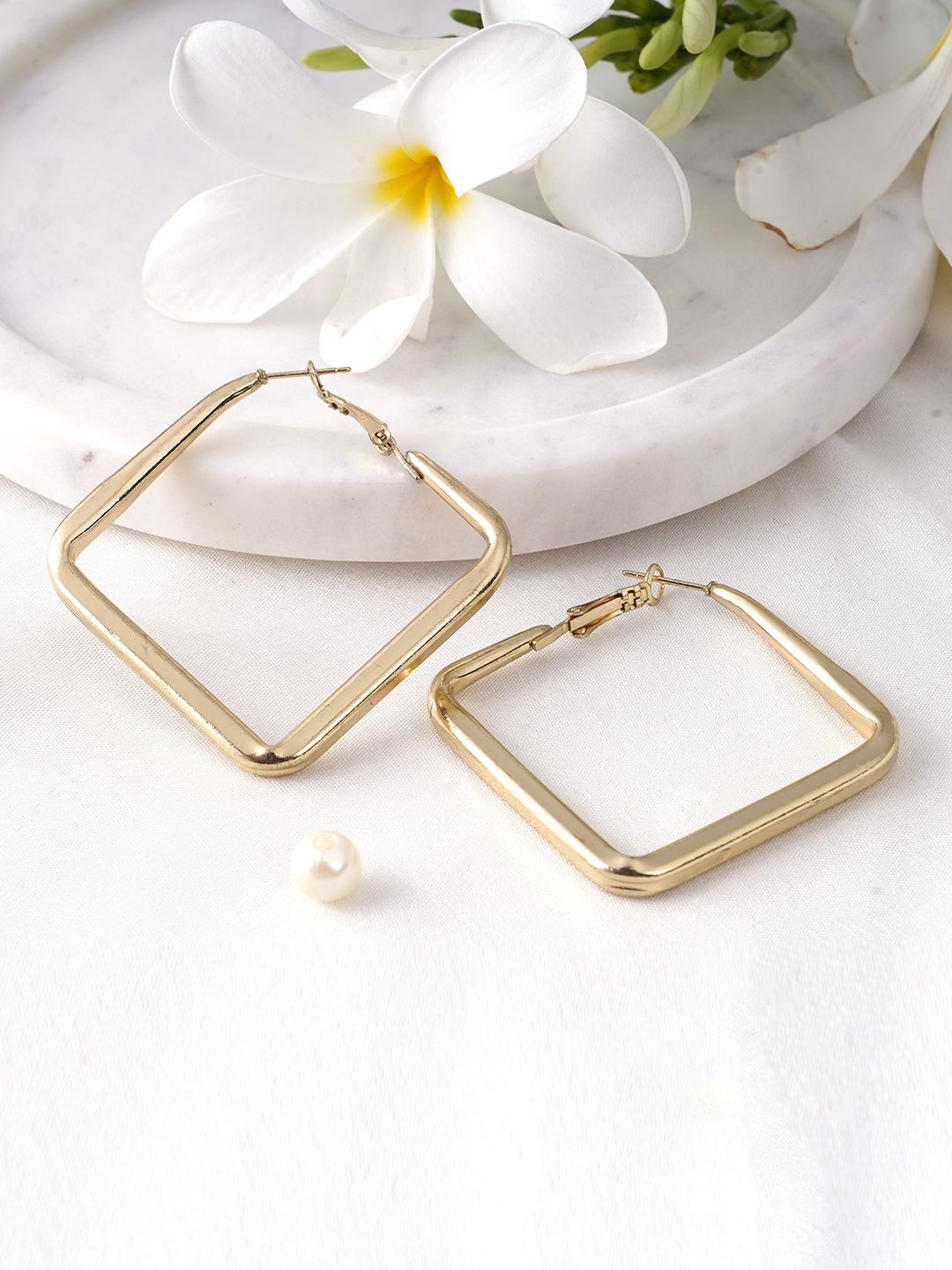 

Adwitiya Collection Gold Plated Square Hoop Earrings