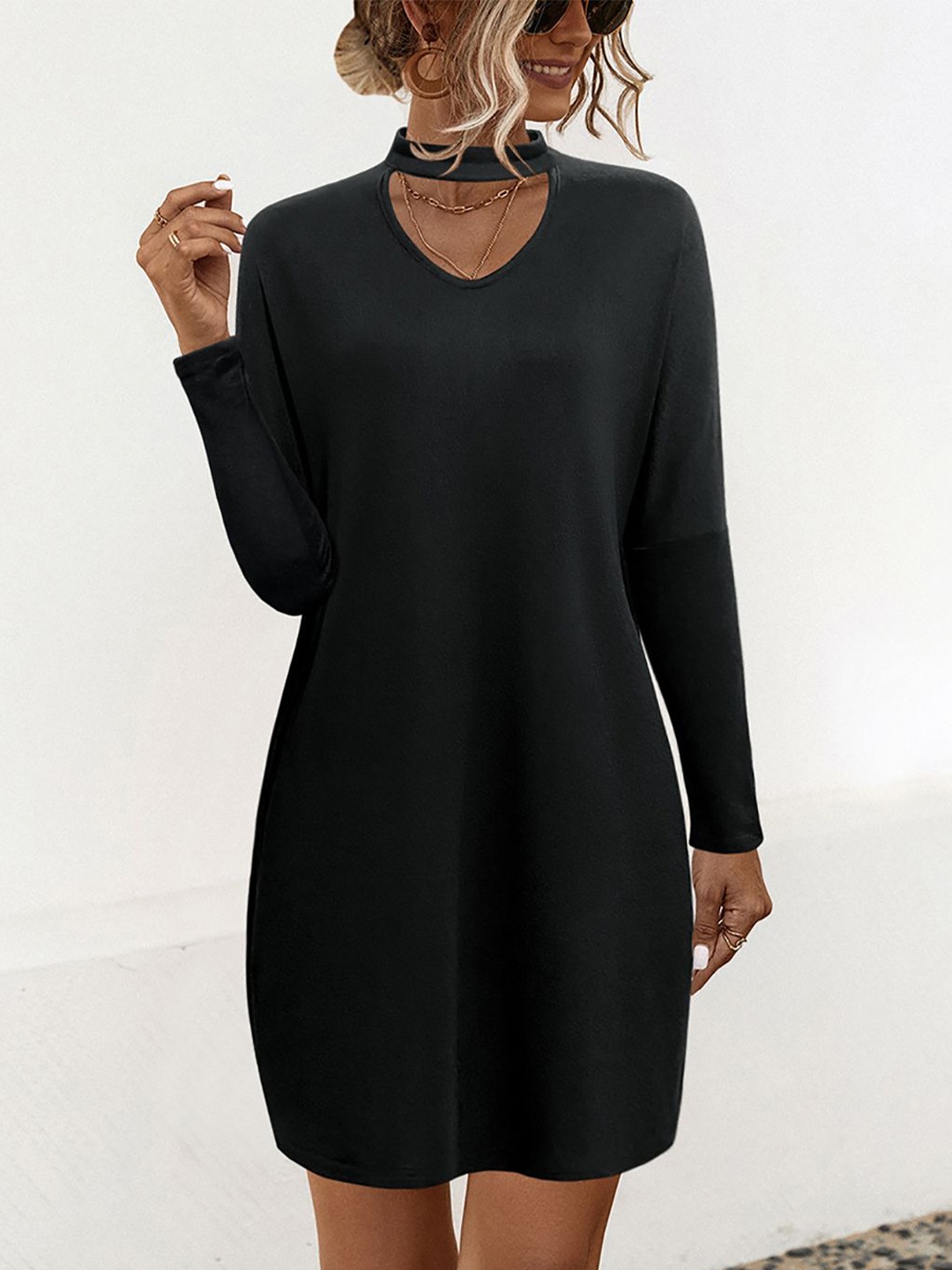 

StyleCast x Revolte Women Solid Choker Neck Top, Black