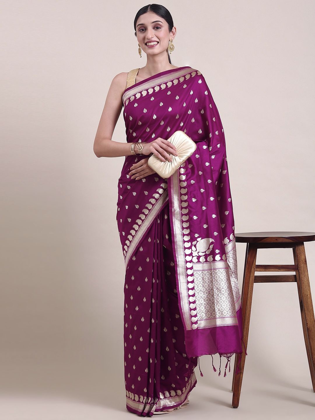 

Kandora Woven Design Zari Pure Silk Banarasi Saree, Lavender