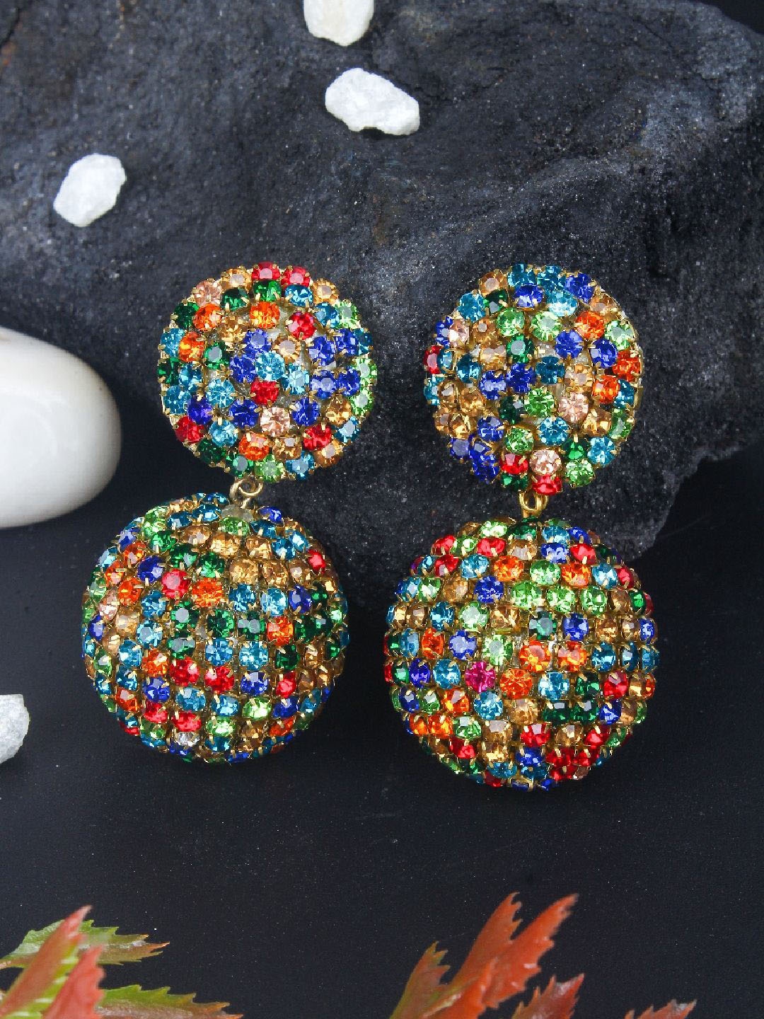 

KPOP Gold Plated Rhinestone Studded Contemporary Drop Earrings