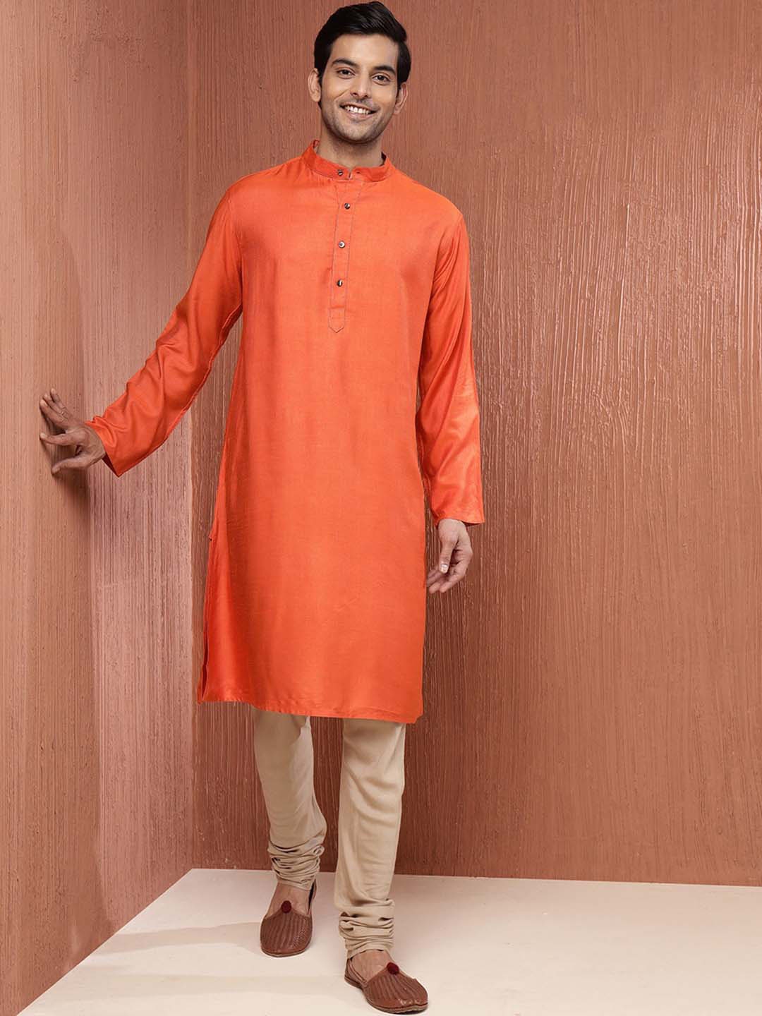 

Fabindia Men Thread Work Kurta, Orange
