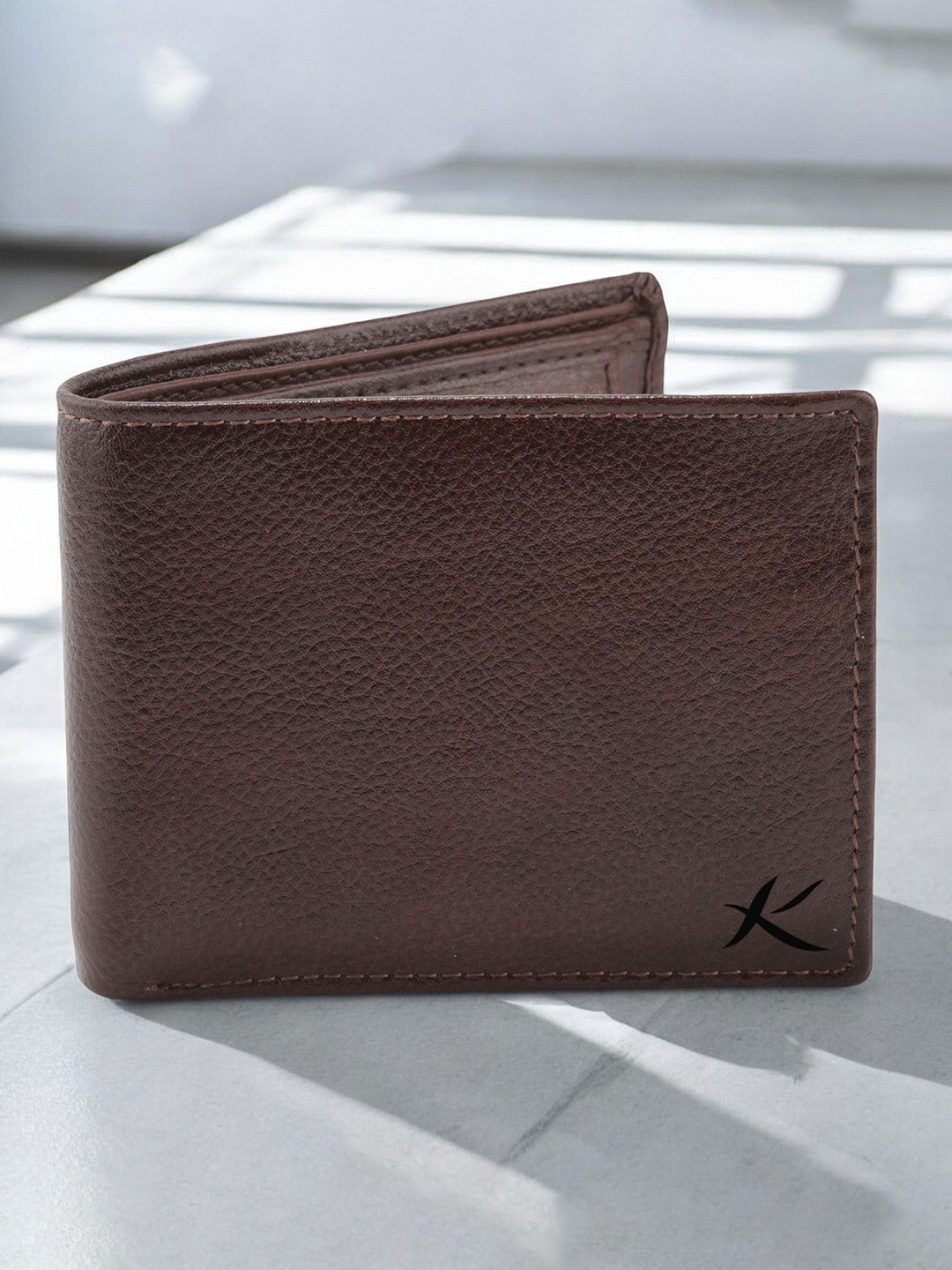

Kastner Men Textured Cut Work Leather Two Fold Wallet, Brown