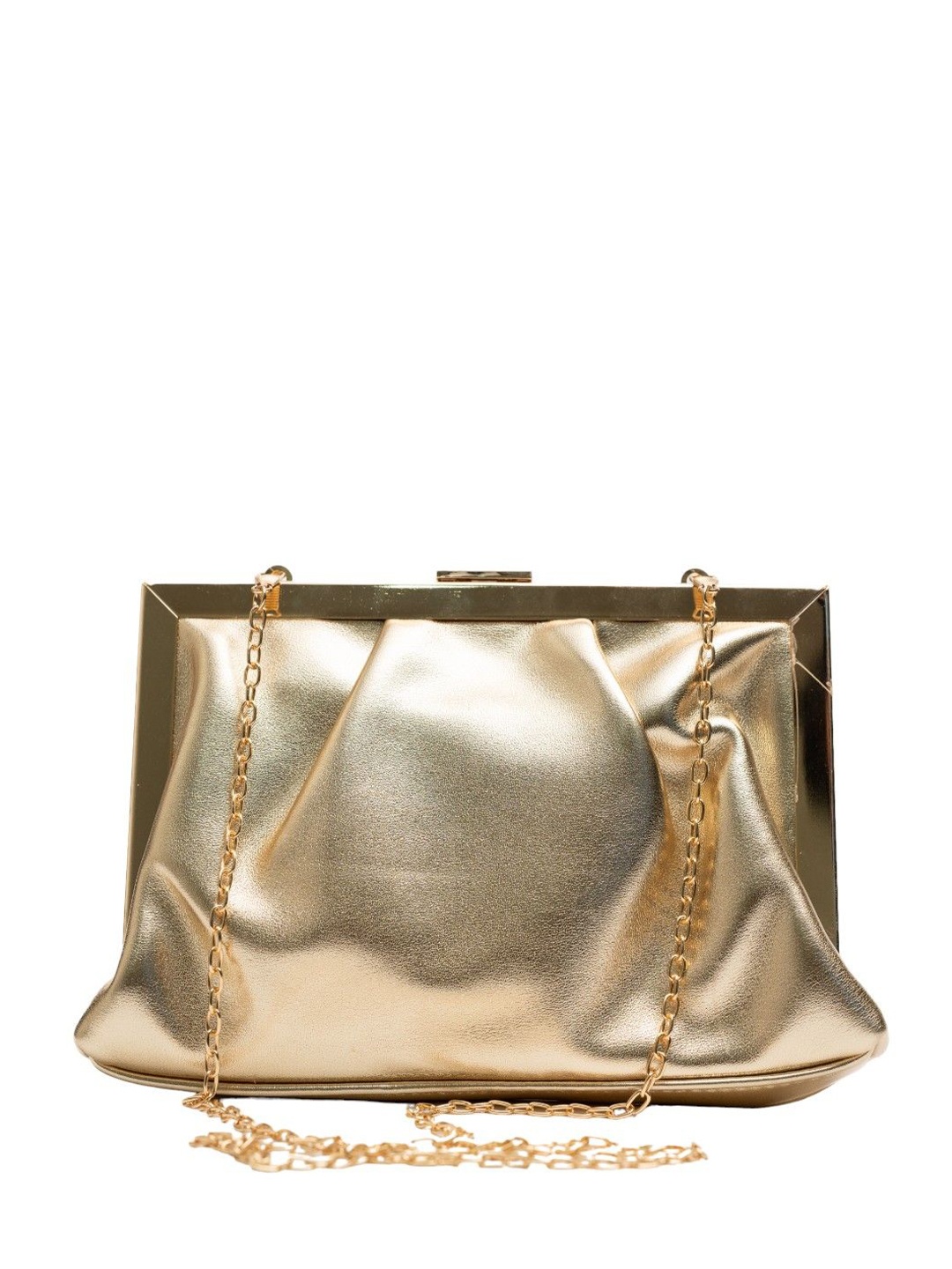 

Vdesi Half Frame Embellished Box Clutch, Gold