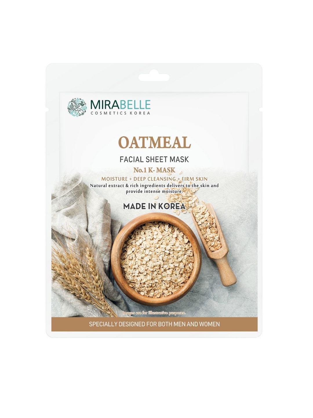 

Mirabelle Cosmetics Korea Oat Meal Facial Sheet Mask - 25 ml, White