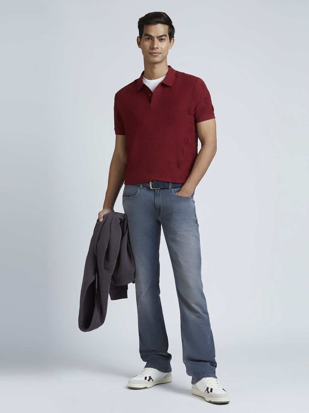 

Pepe Jeans Men Typography Printed Polo Collar Pure Cotton T-shirt, Maroon